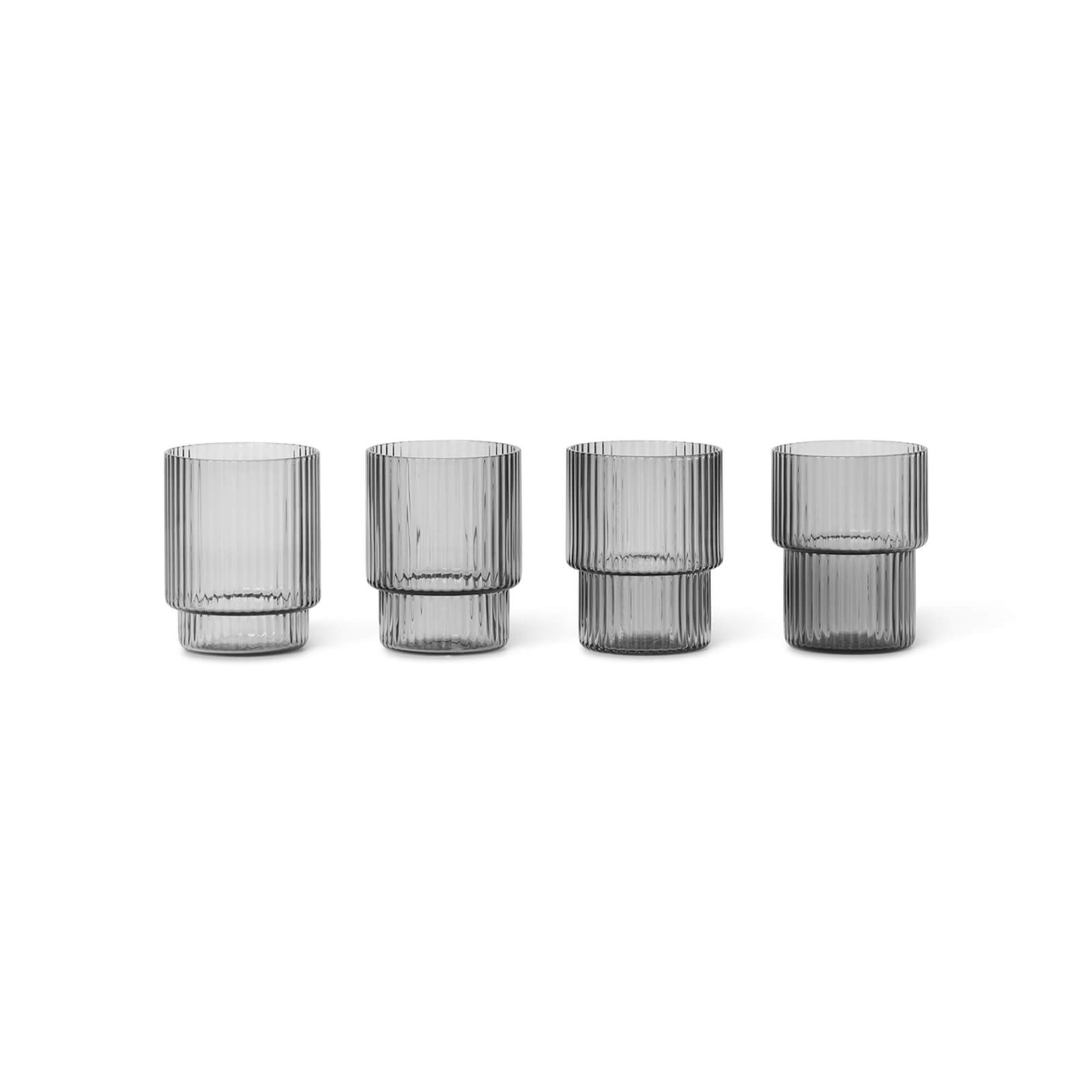 Ferm Living Ripple Small Glasses - Smoked Grey (Set of 4)