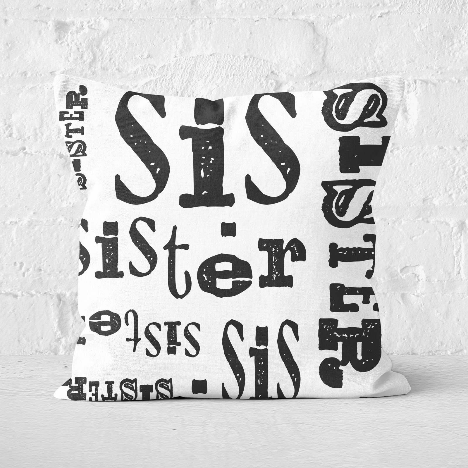 Vintage Sister Pattern Square Cushion - 60x60cm - Soft Touch
