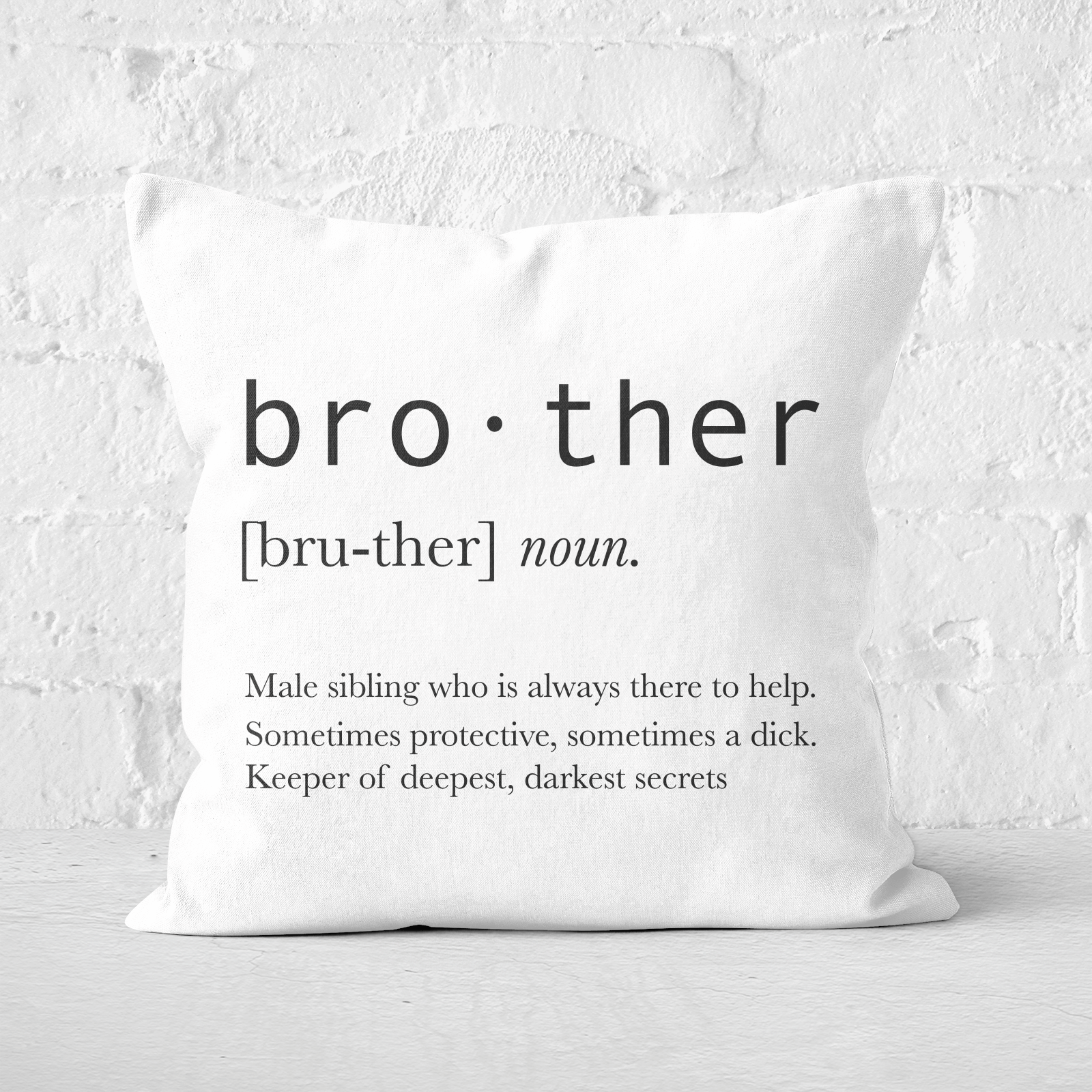 Brother Definition Square Cushion - 60x60cm - Soft Touch