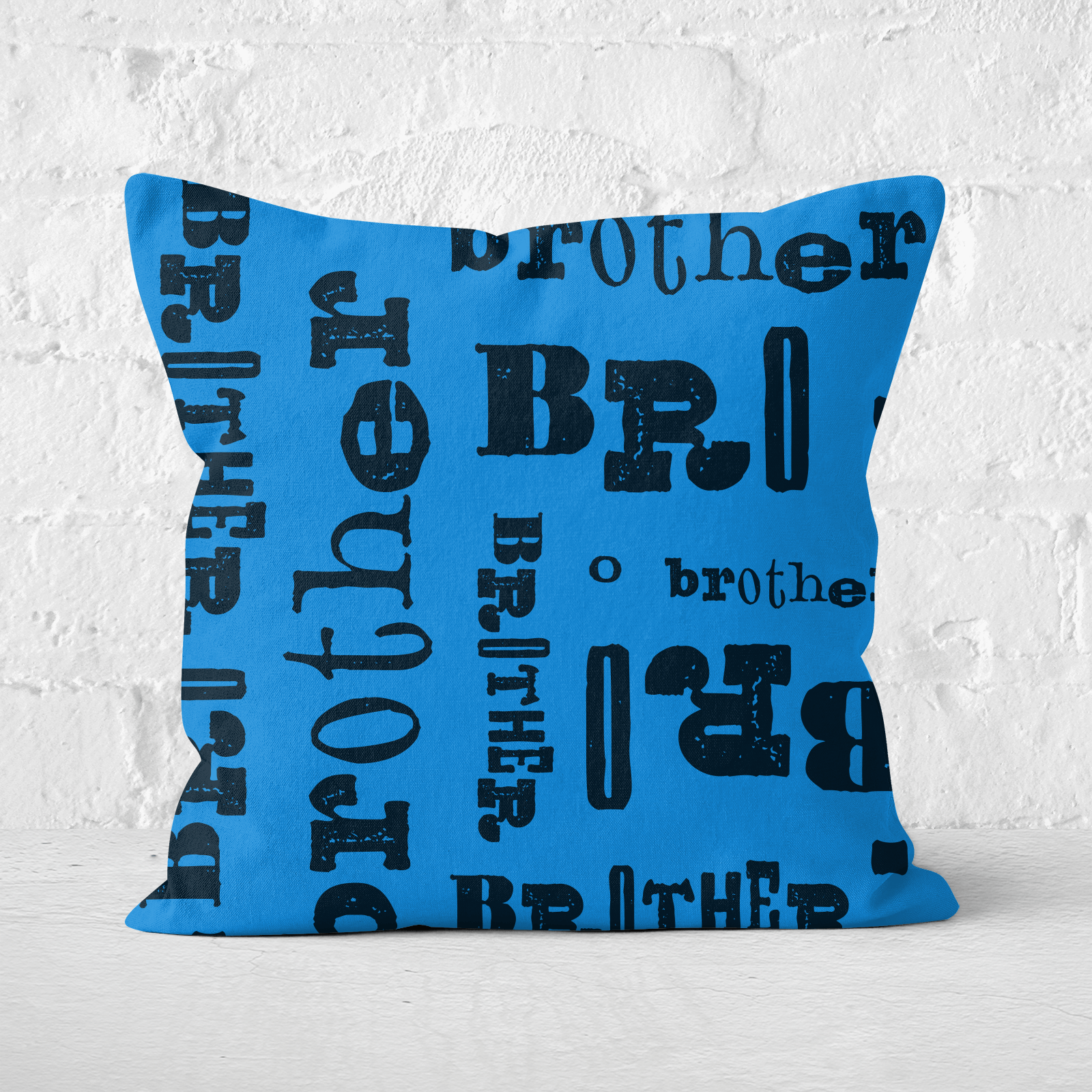 Vintage Brother Pattern Square Cushion - 50x50cm - Soft Touch