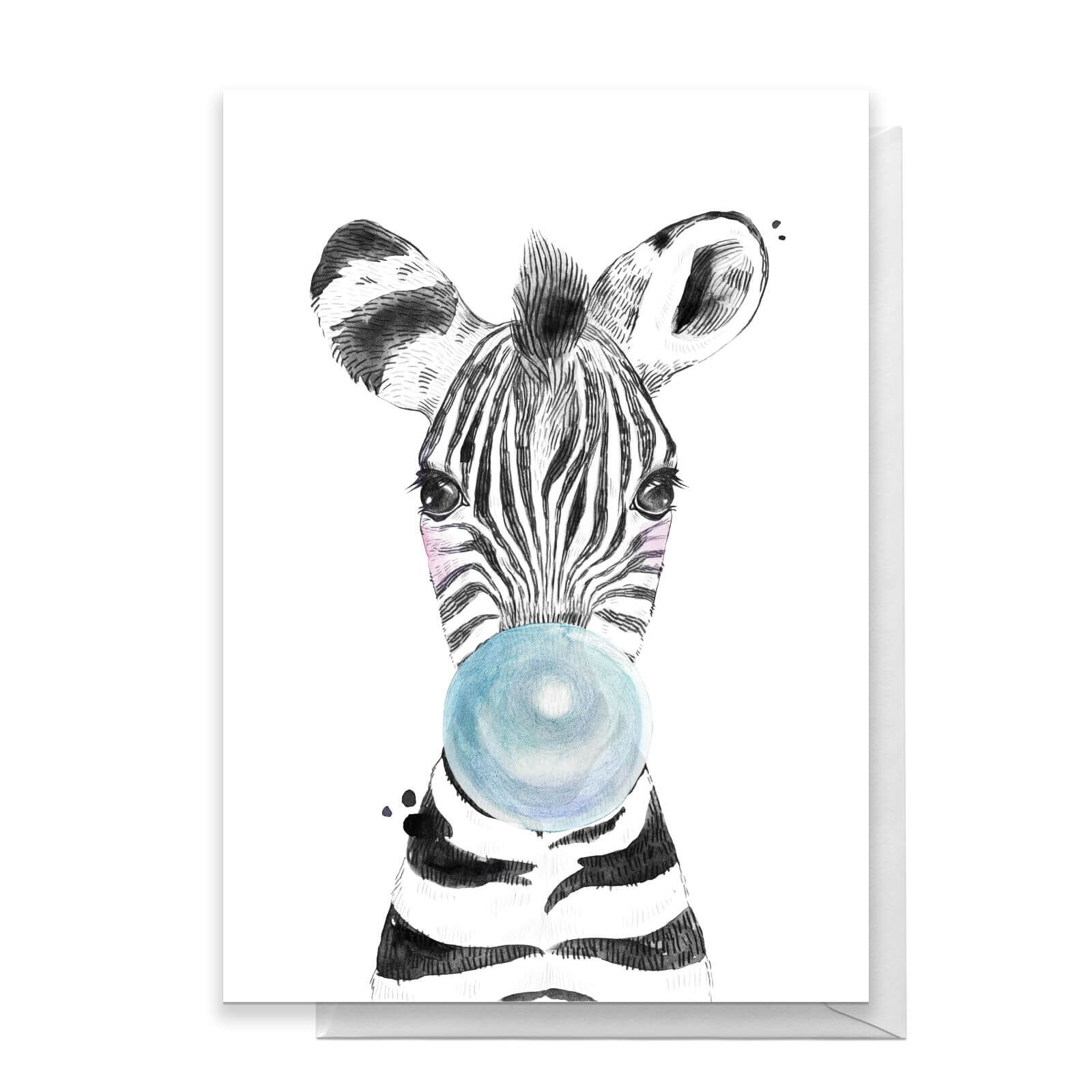 Zebra Blue Bubblegum Greetings Card - Standard Card