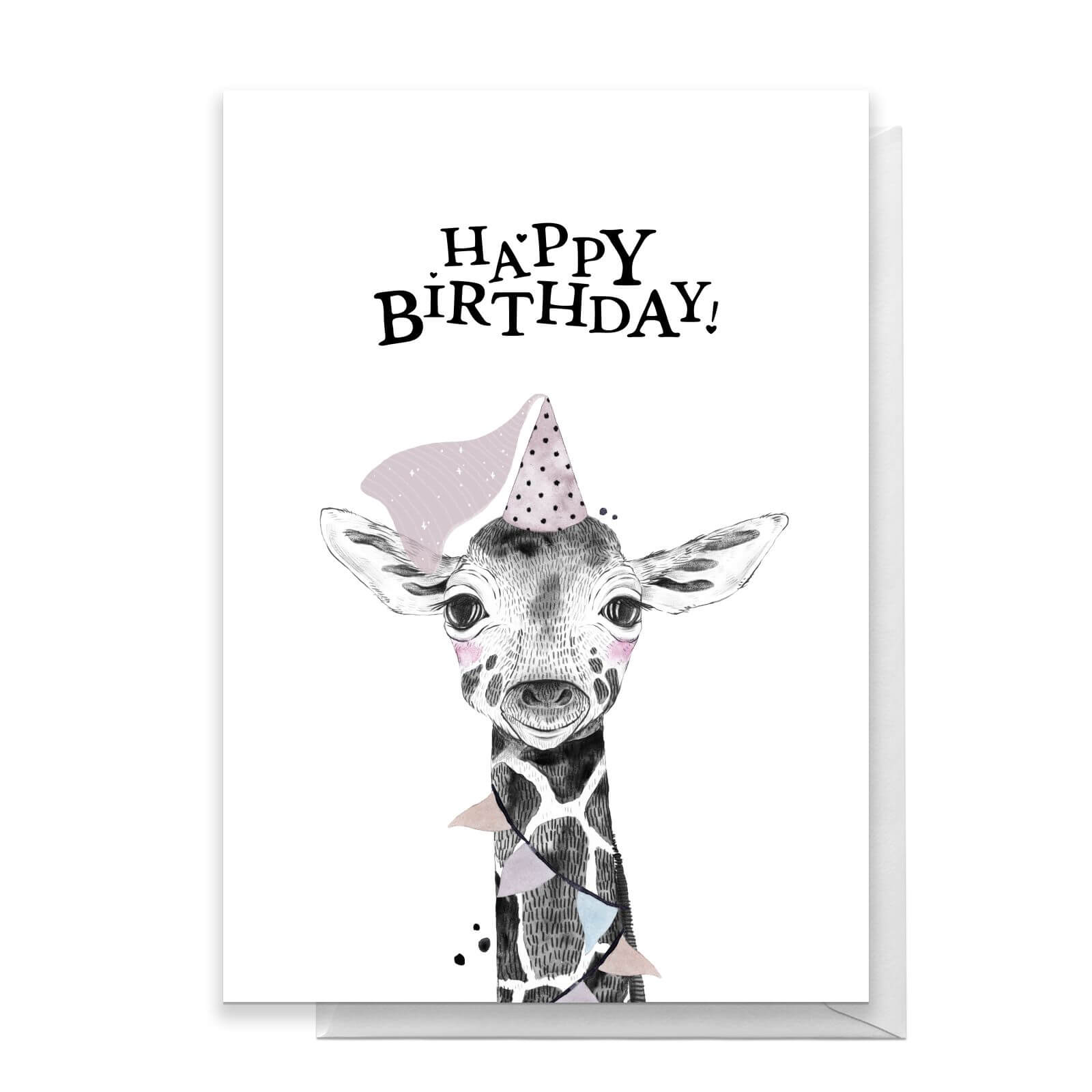 Happy Birthday Giraffe Hat Greetings Card - Standard Card