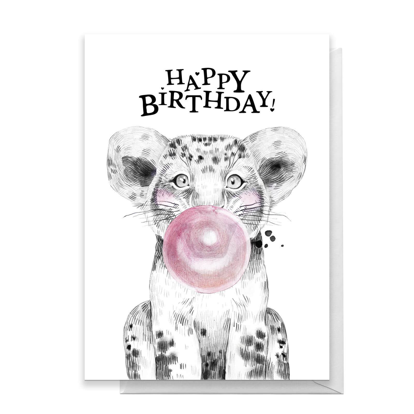 Happy Birthday Lion Cub Pink Bubblegum Greetings Card - Standard Card