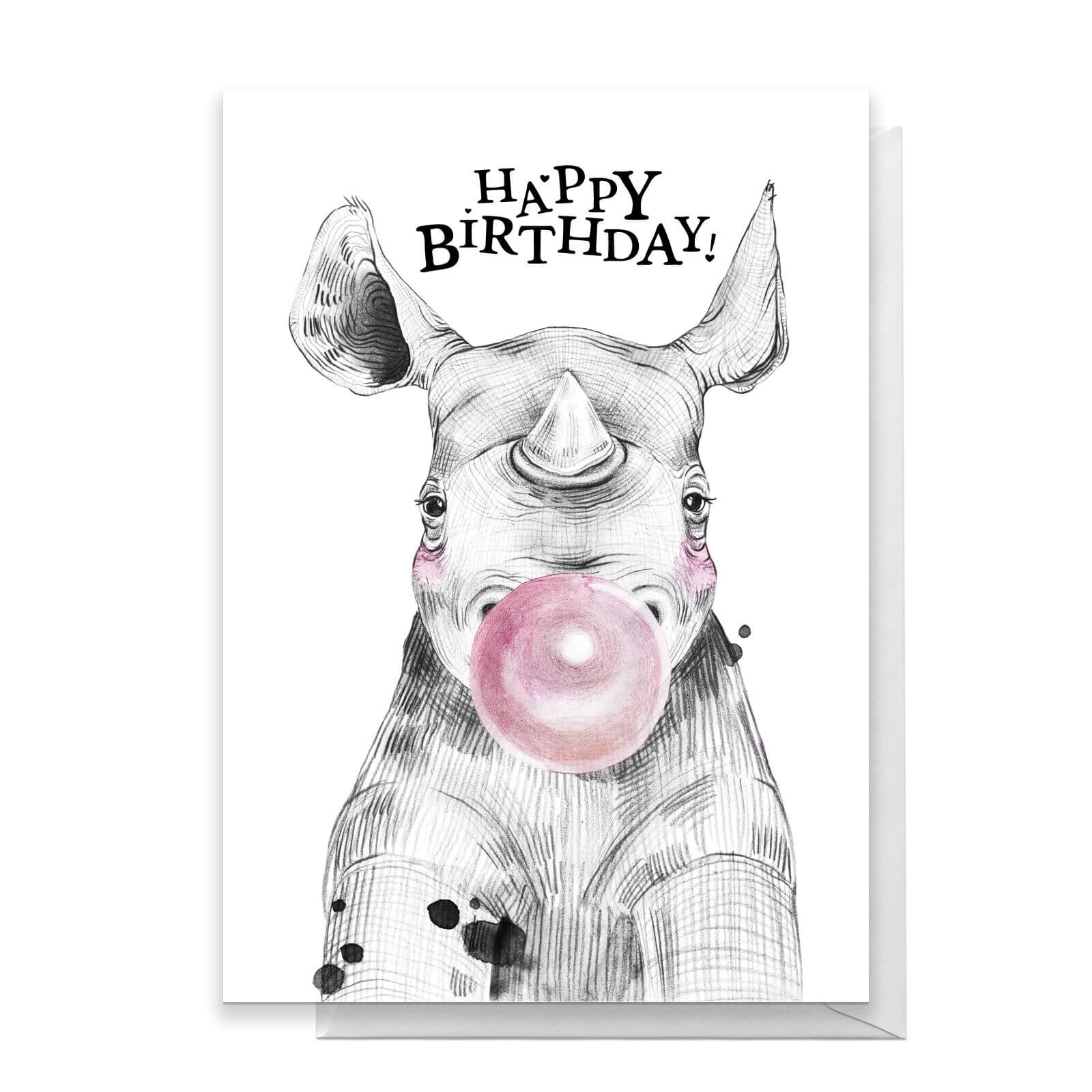 Happy Birthday Rhino Greetings Card - Large Card