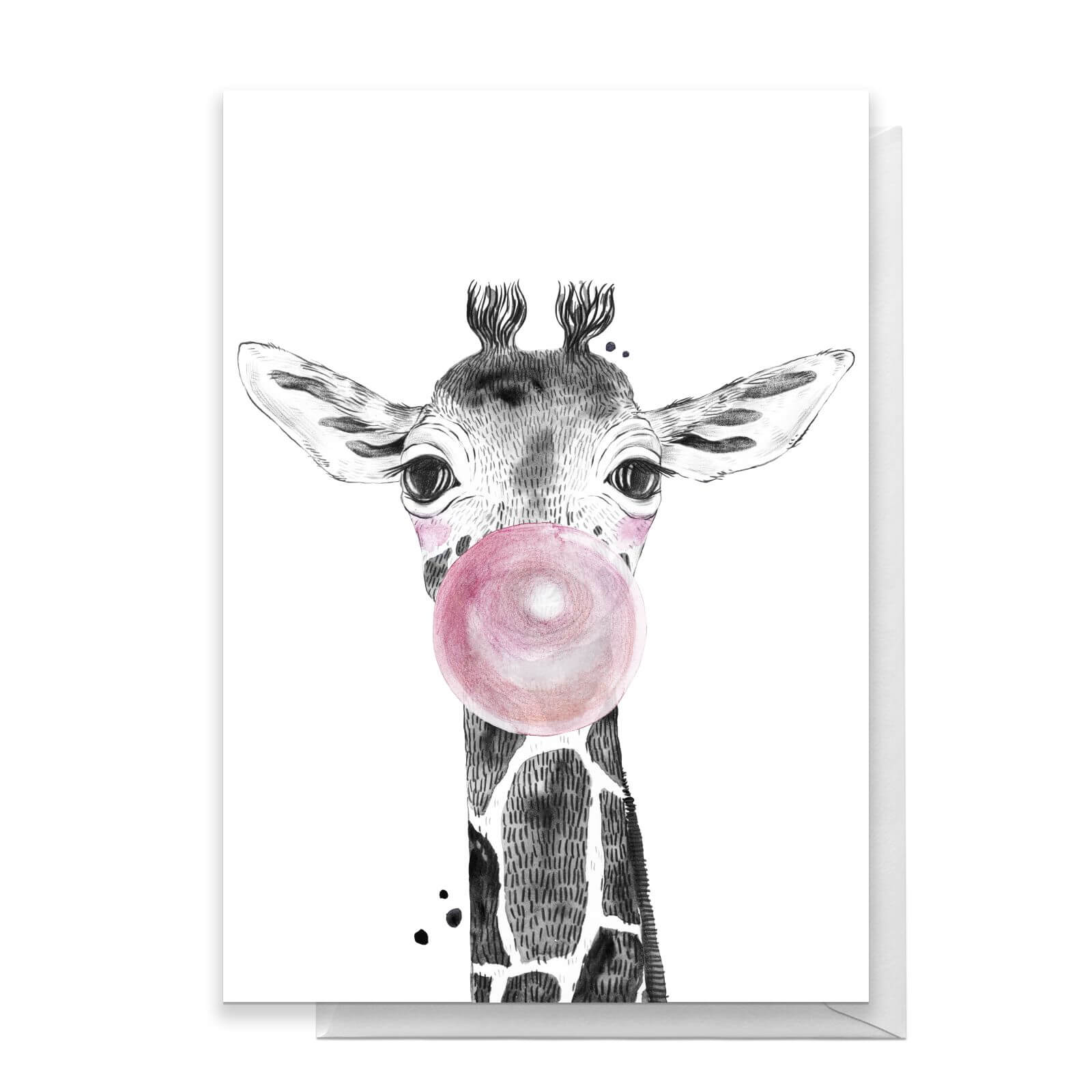 Giraffe Pink Bubblegum Greetings Card - Standard Card