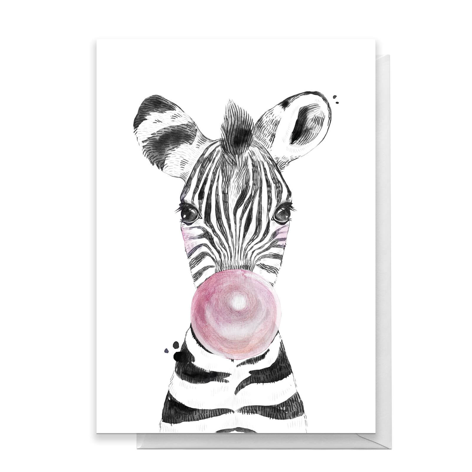 Zebra Pink Bubblegum Greetings Card - Standard Card