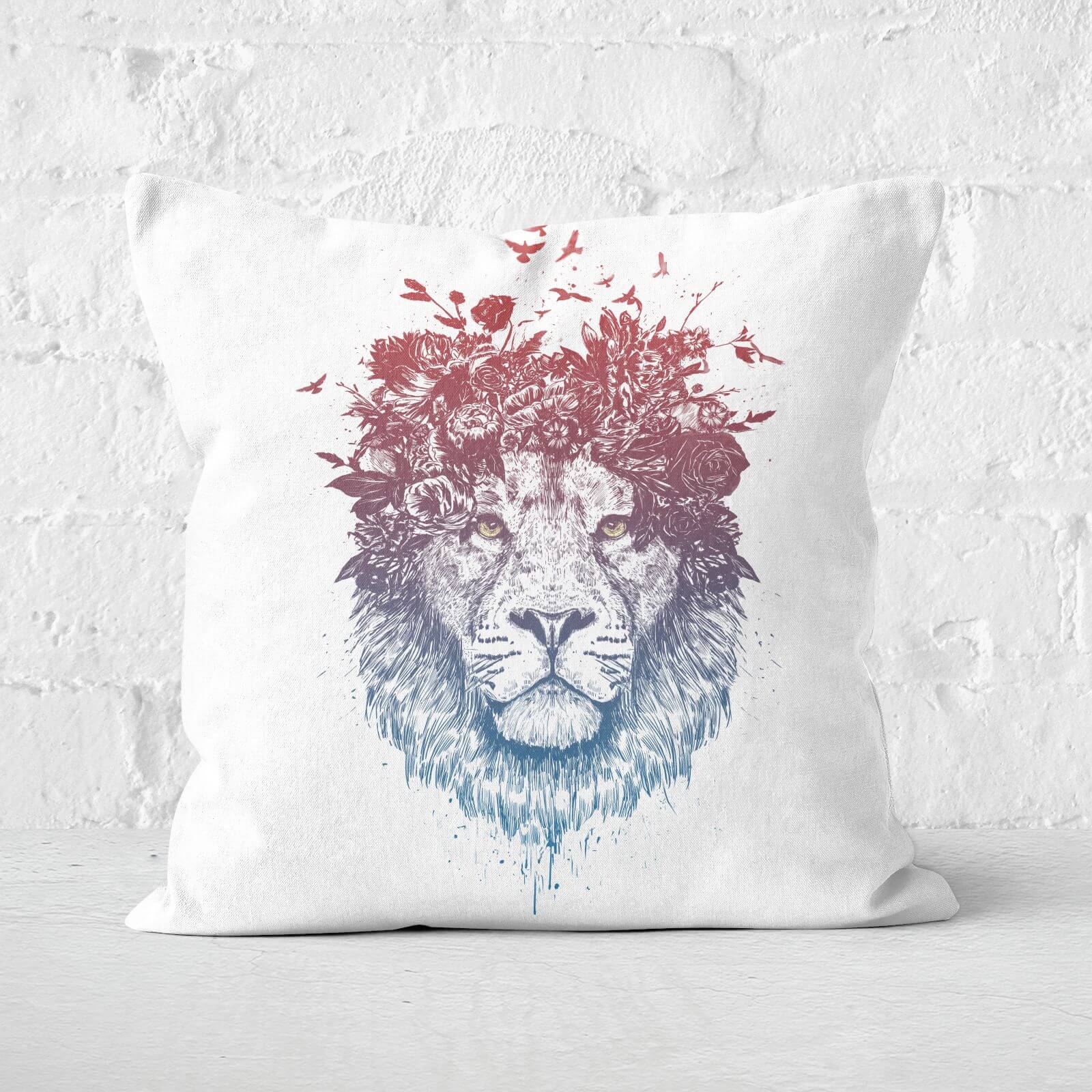 Floral Lion 2 Cushion Square Cushion - 50x50cm - Soft Touch