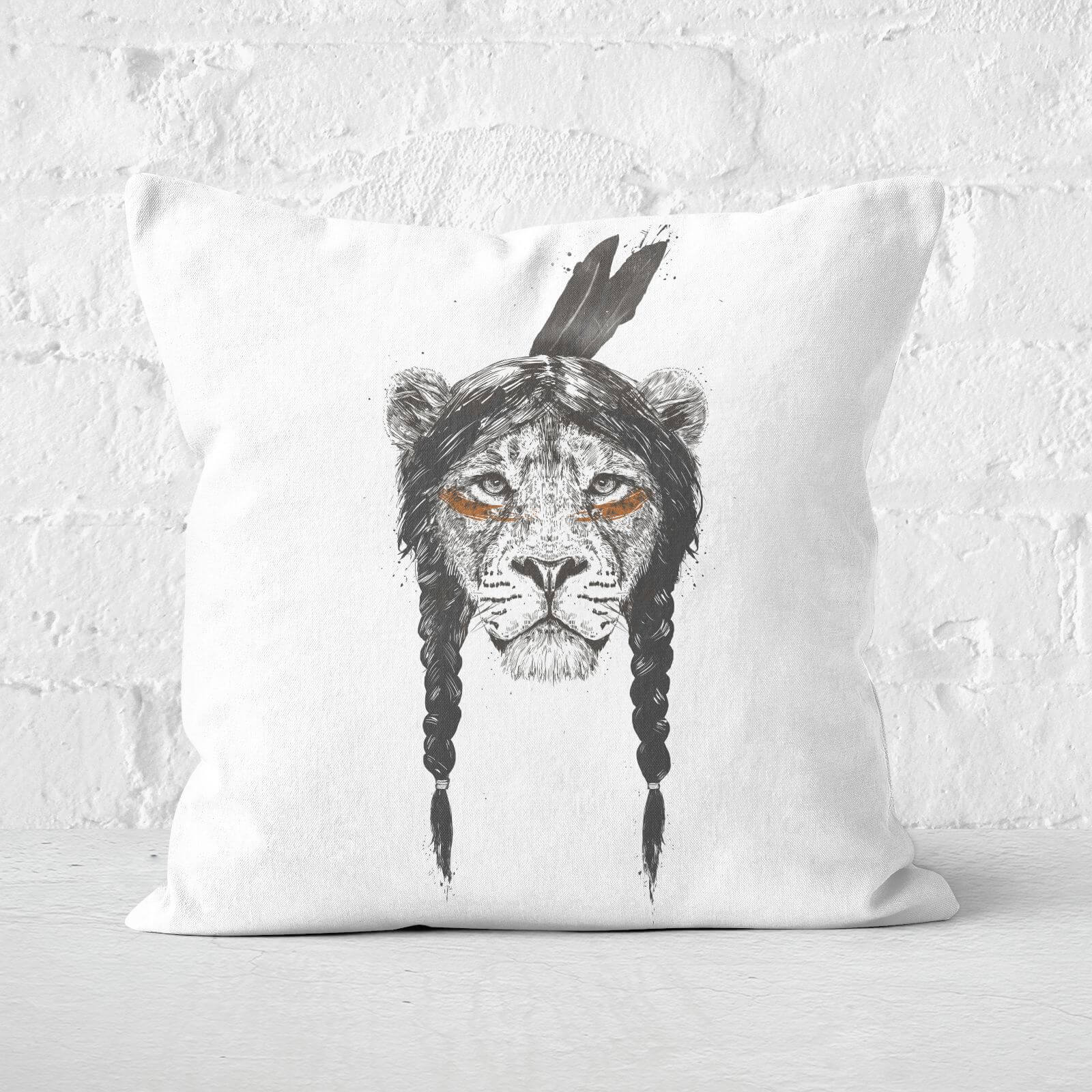 Warrior Lion Cushion Square Cushion - 50x50cm - Soft Touch