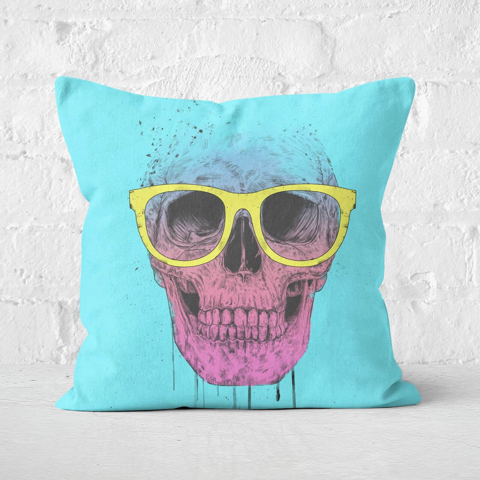 Pop Art Skull With Glasses Cushion Square Cushion - 60x60cm - Soft Touch