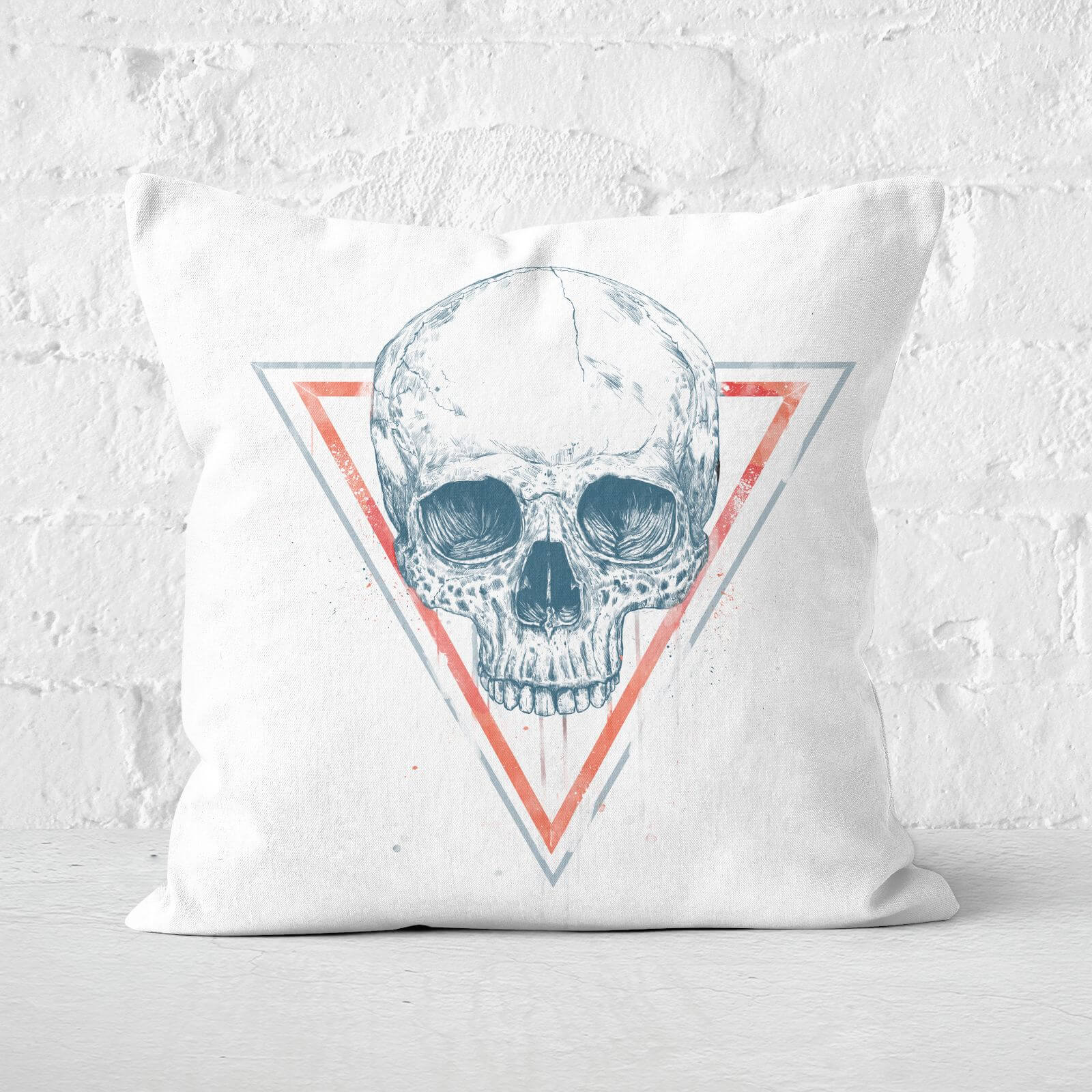 Skull In Triangles Cushion Square Cushion - 50x50cm - Soft Touch