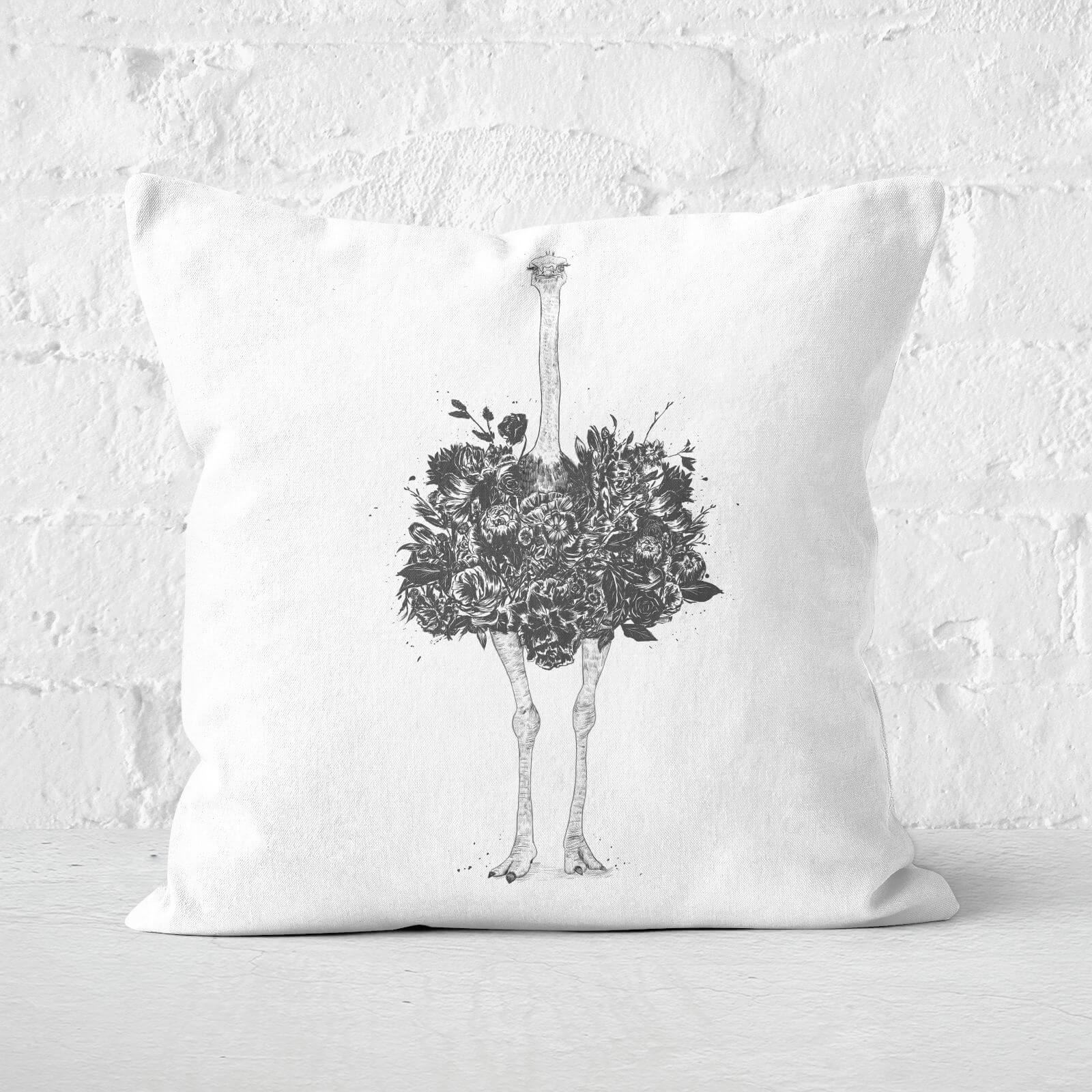 Floral Ostrich Cushion Square Cushion - 60x60cm - Soft Touch