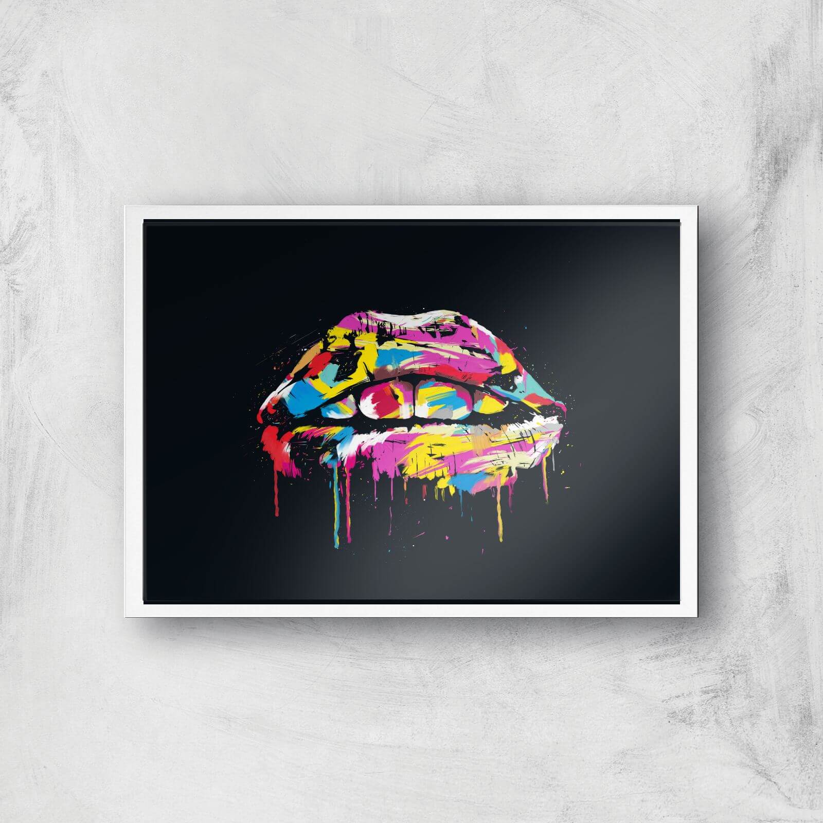 Colorful Lips Print Giclee Art Print - A3 - White Frame
