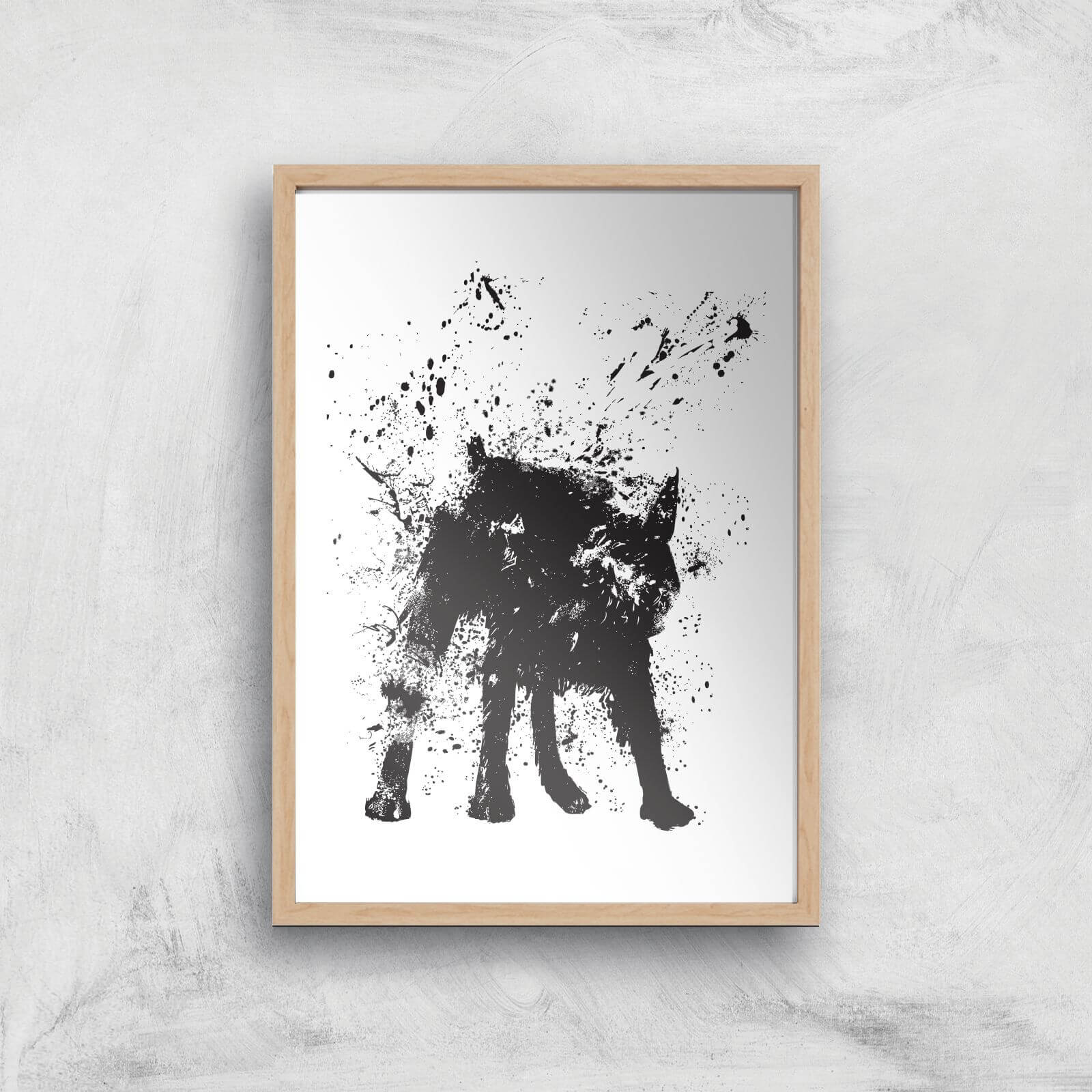 Wet Dog Print Giclee Art Print - A4 - Wooden Frame