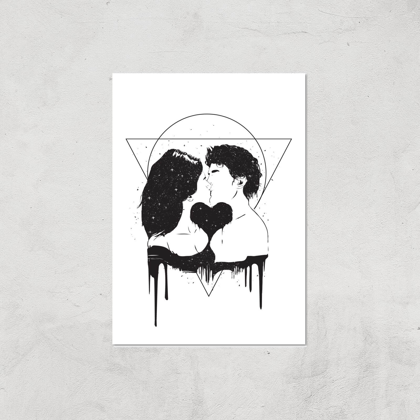 Cosmic Love Black & White Print Giclee Art Print - A4 - Print Only