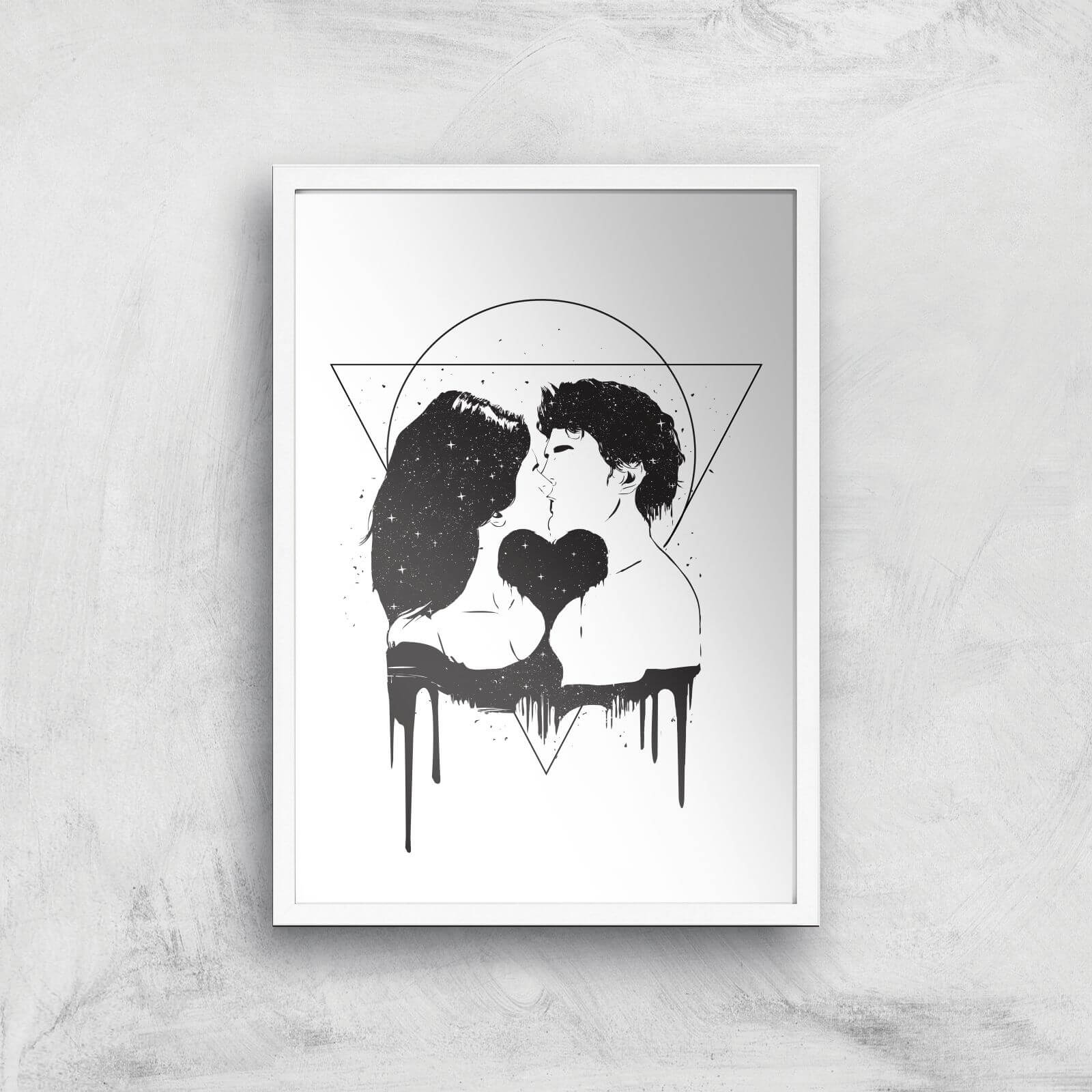 Cosmic Love Black & White Print Giclee Art Print - A3 - White Frame
