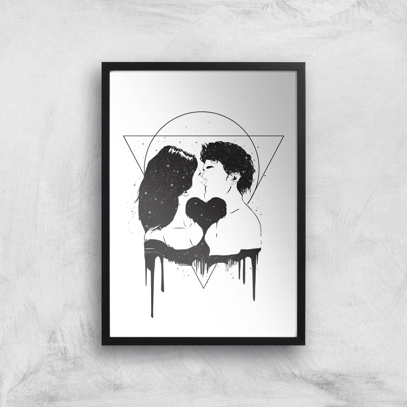 Cosmic Love Black & White Print Giclee Art Print - A3 - Black Frame