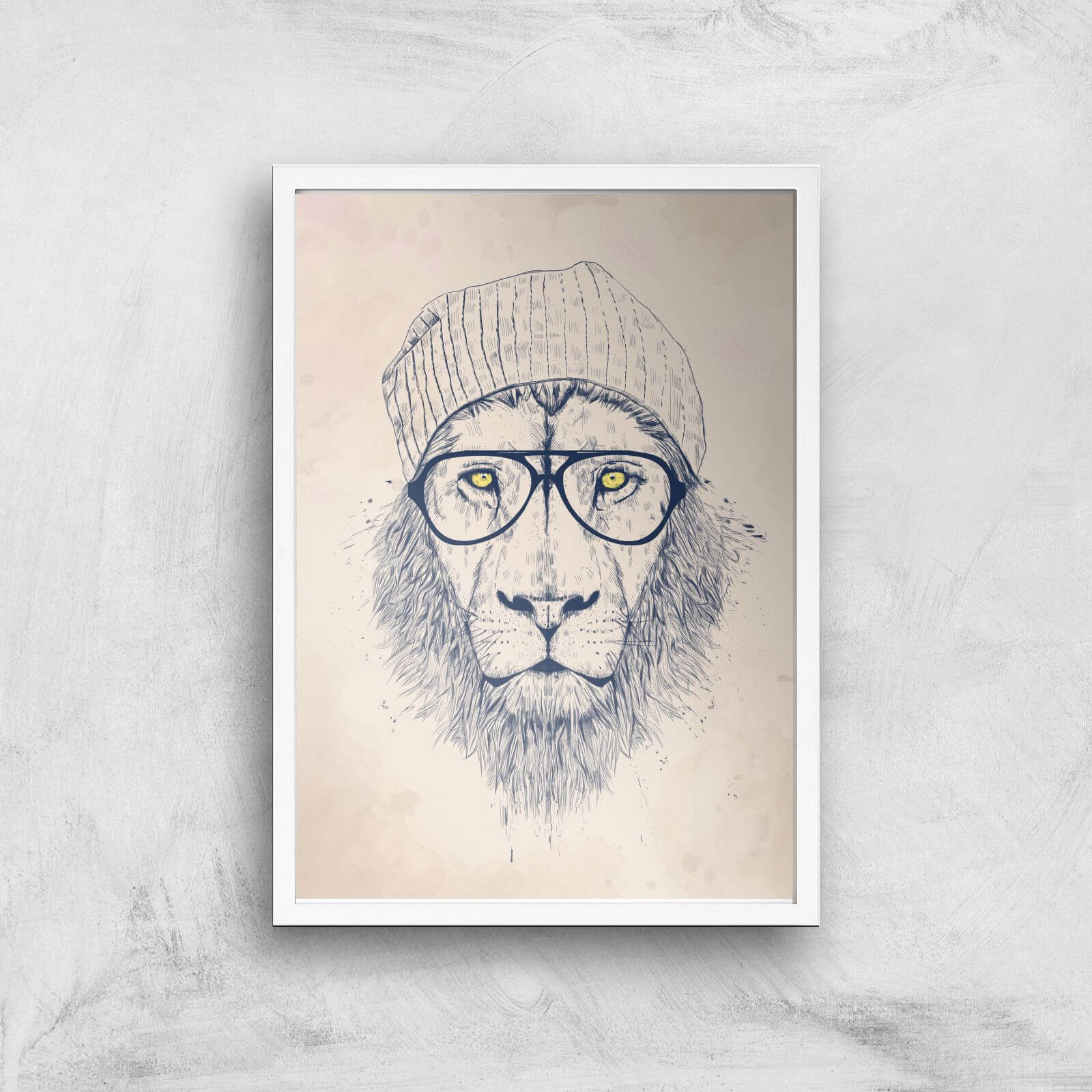 Cool Lion Print Giclee Art Print - A3 - White Frame