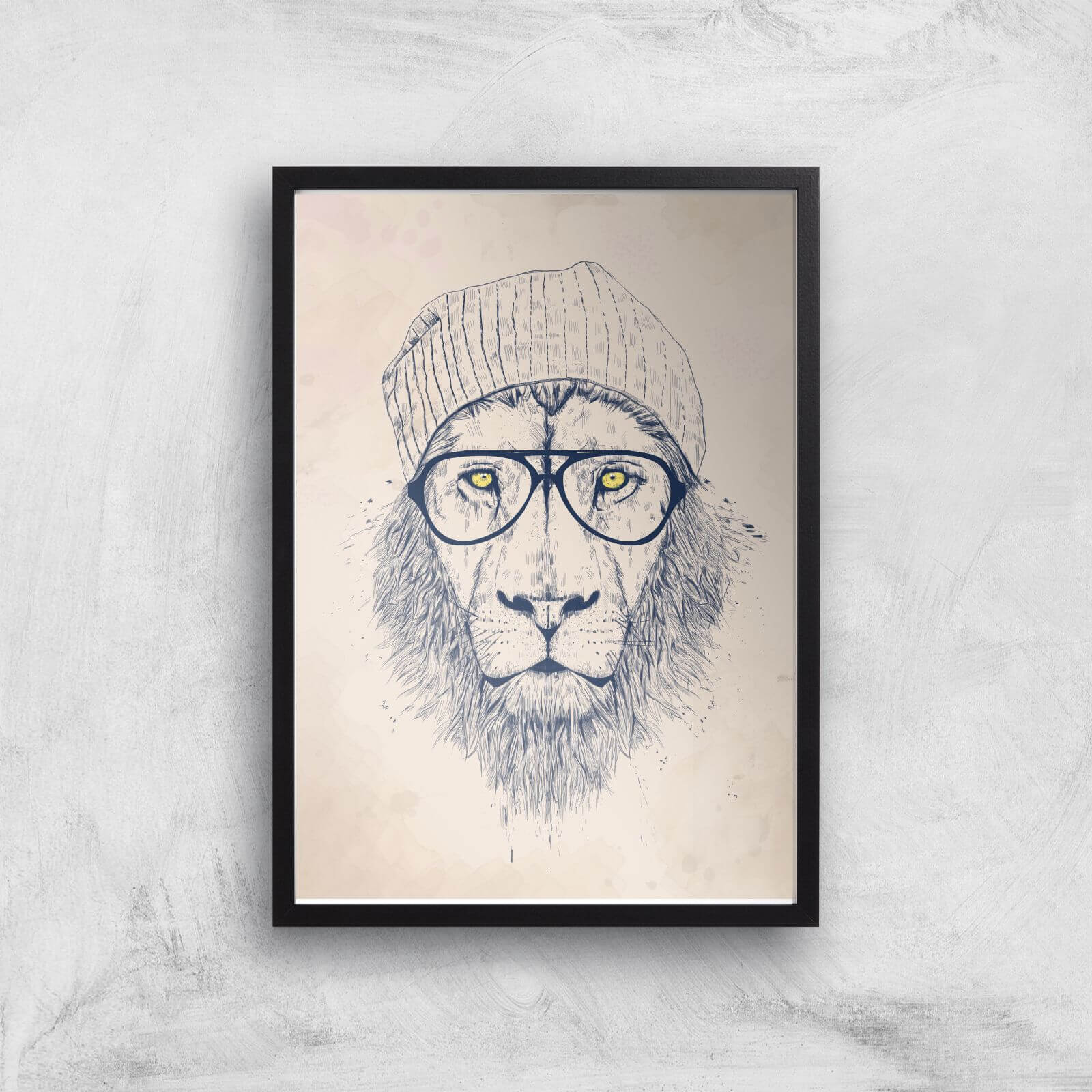 Cool Lion Print Giclee Art Print - A3 - Black Frame