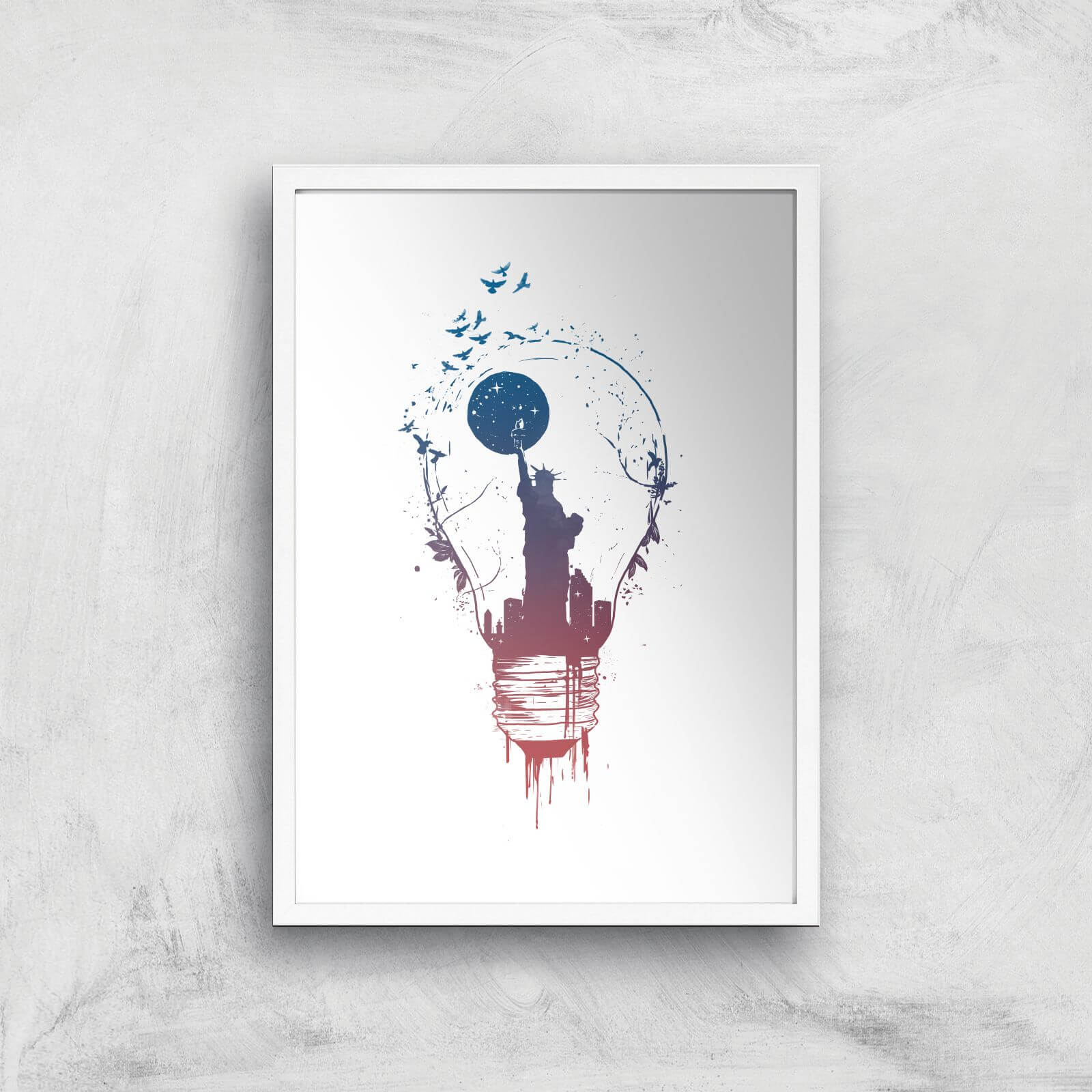 Big City Lights Print Giclee Art Print - A3 - White Frame