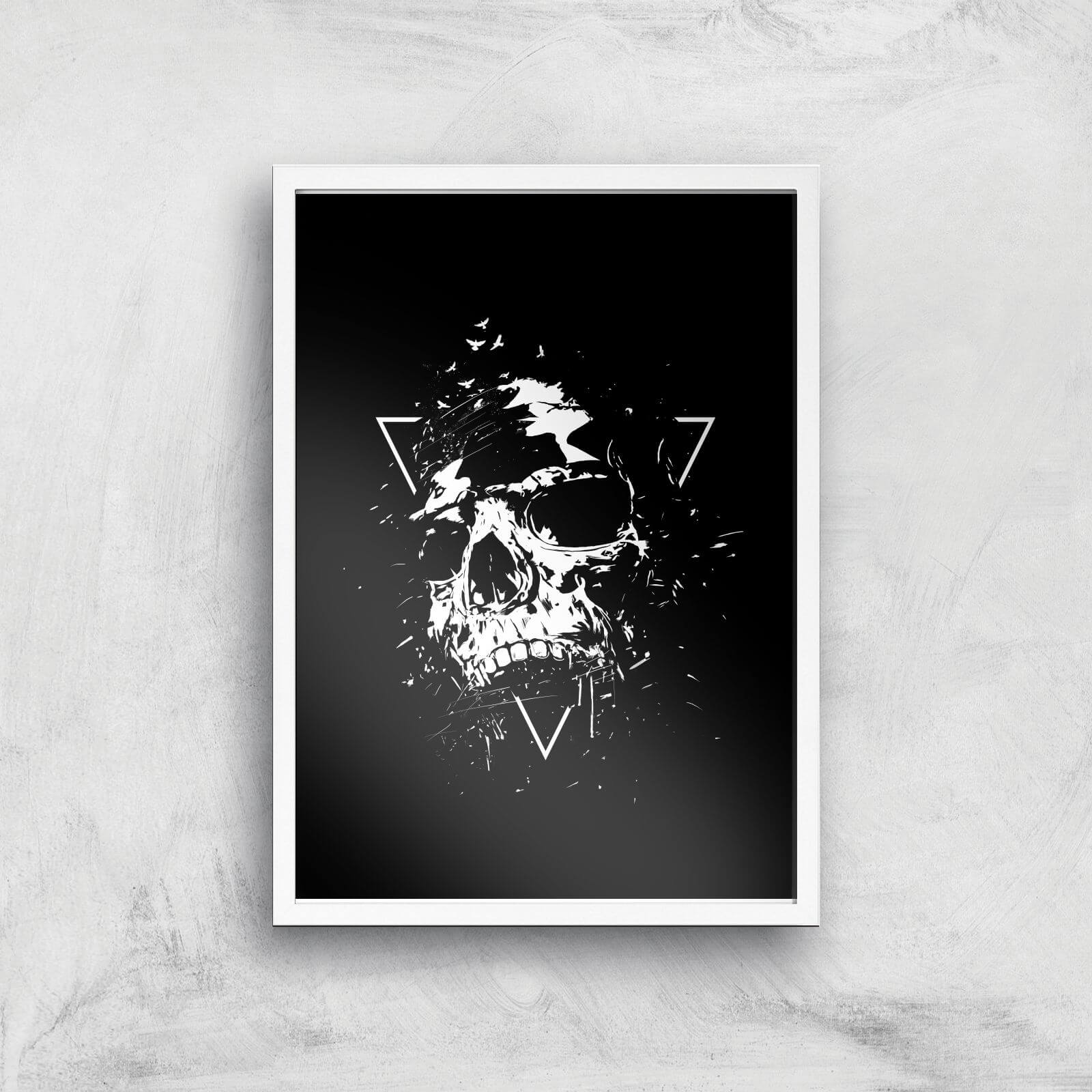 Skull Black & White Print Giclee Art Print - A3 - White Frame