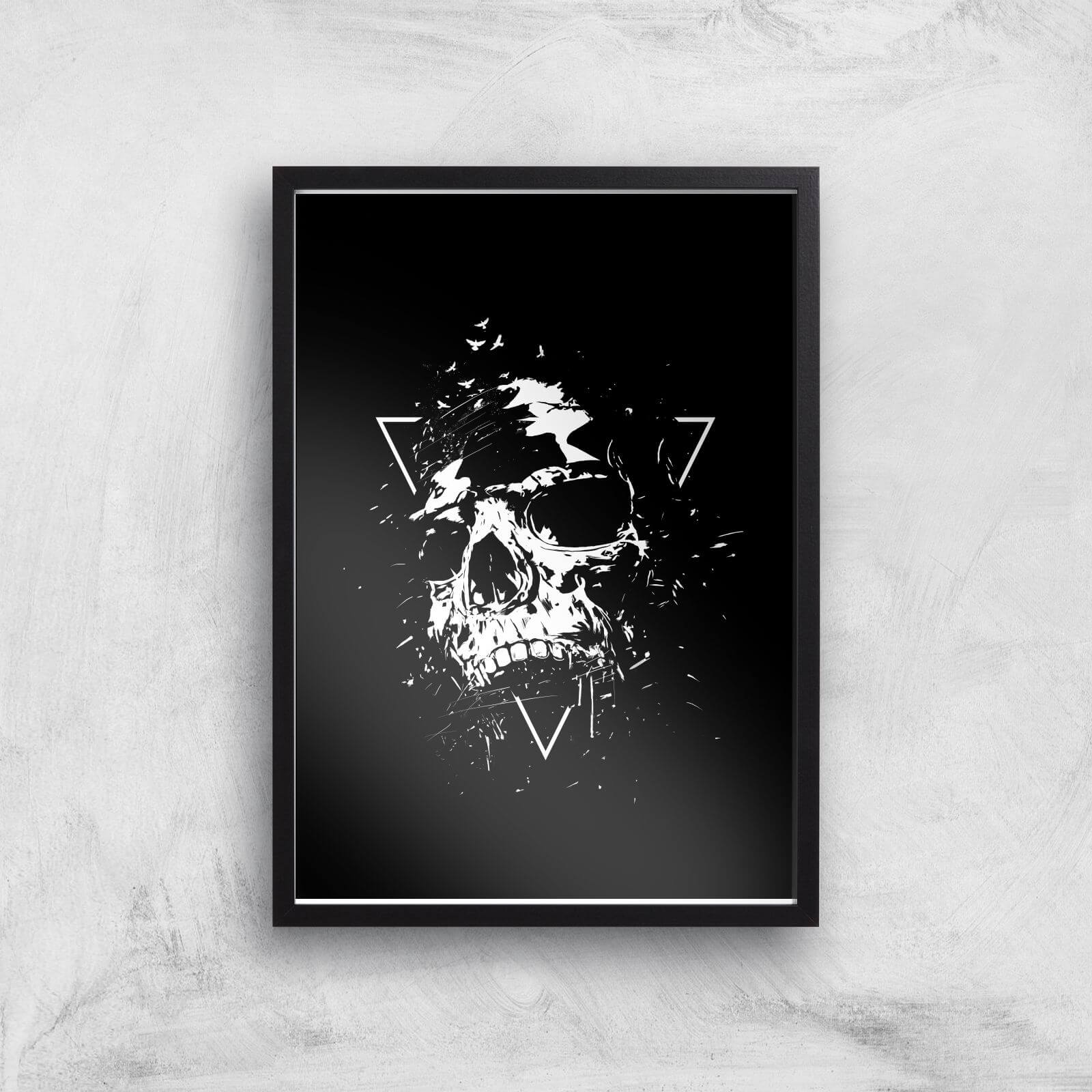 Skull Black & White Print Giclee Art Print - A2 - Black Frame