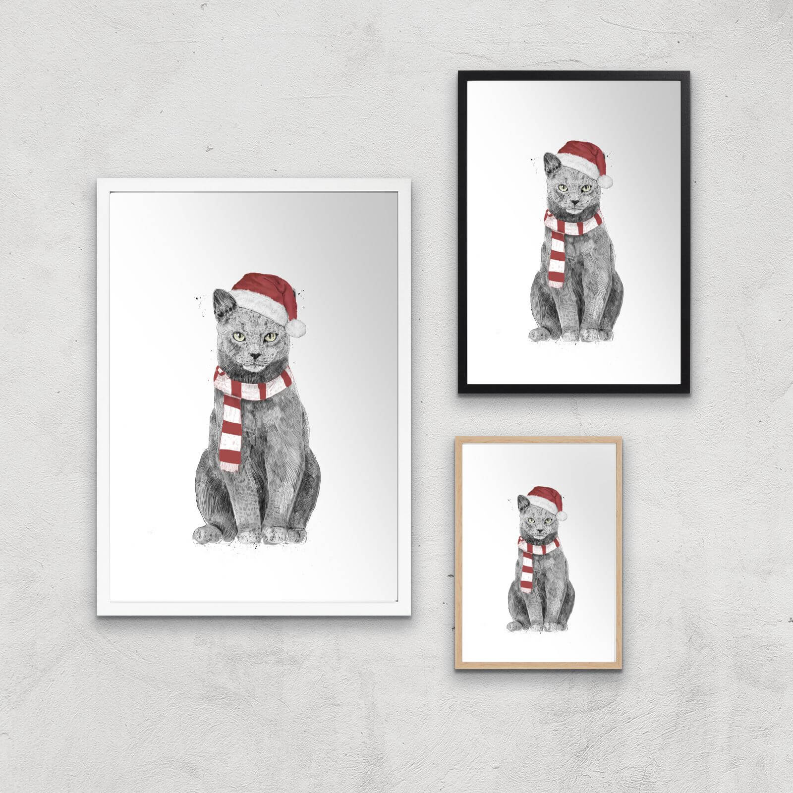 Xmas Cat Print Giclee Art Print - A4 - Print Only