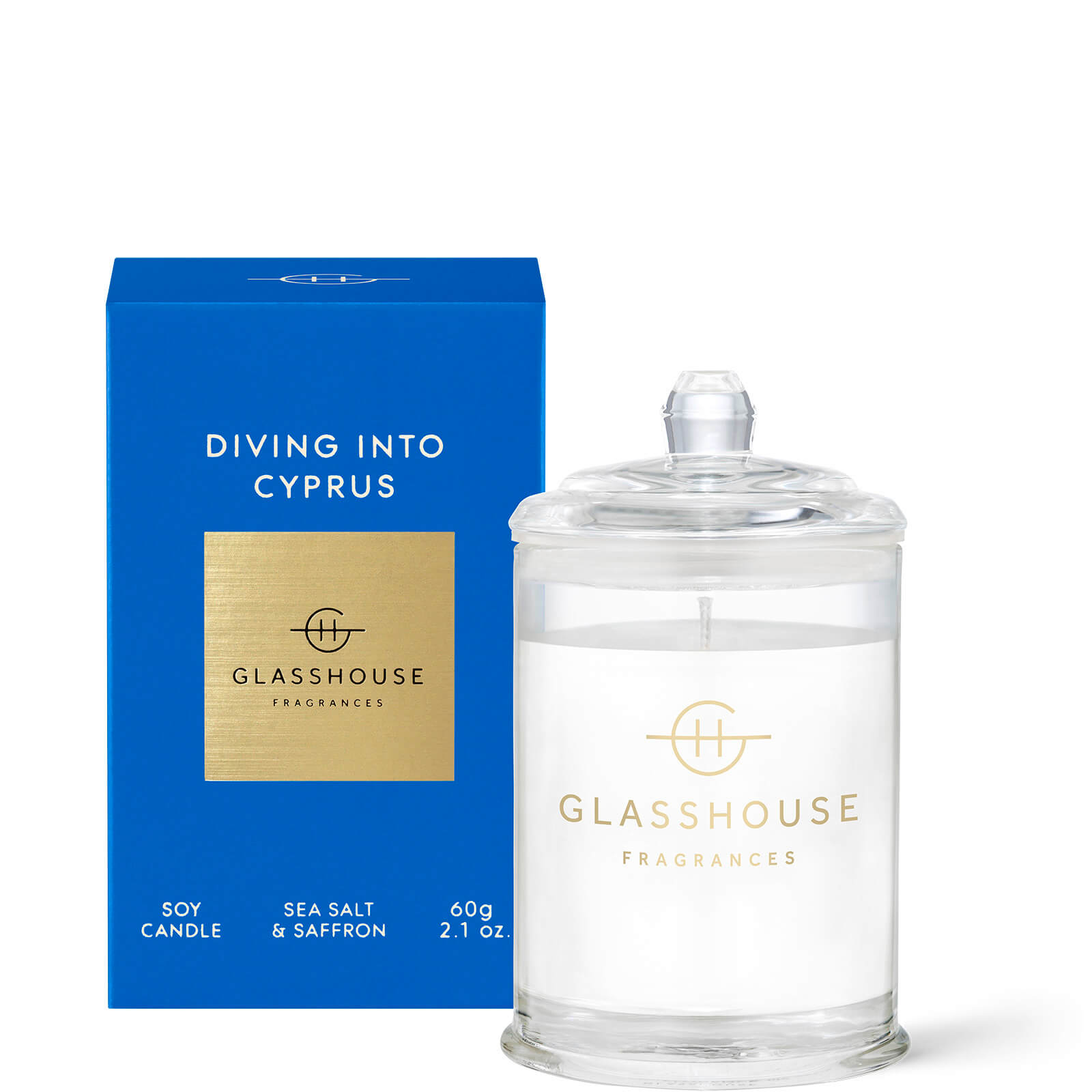 GLASSHOUSE FRAGRANCES DIVING INTO CYPRUS CANDLE 60G,FGC060CYPRU
