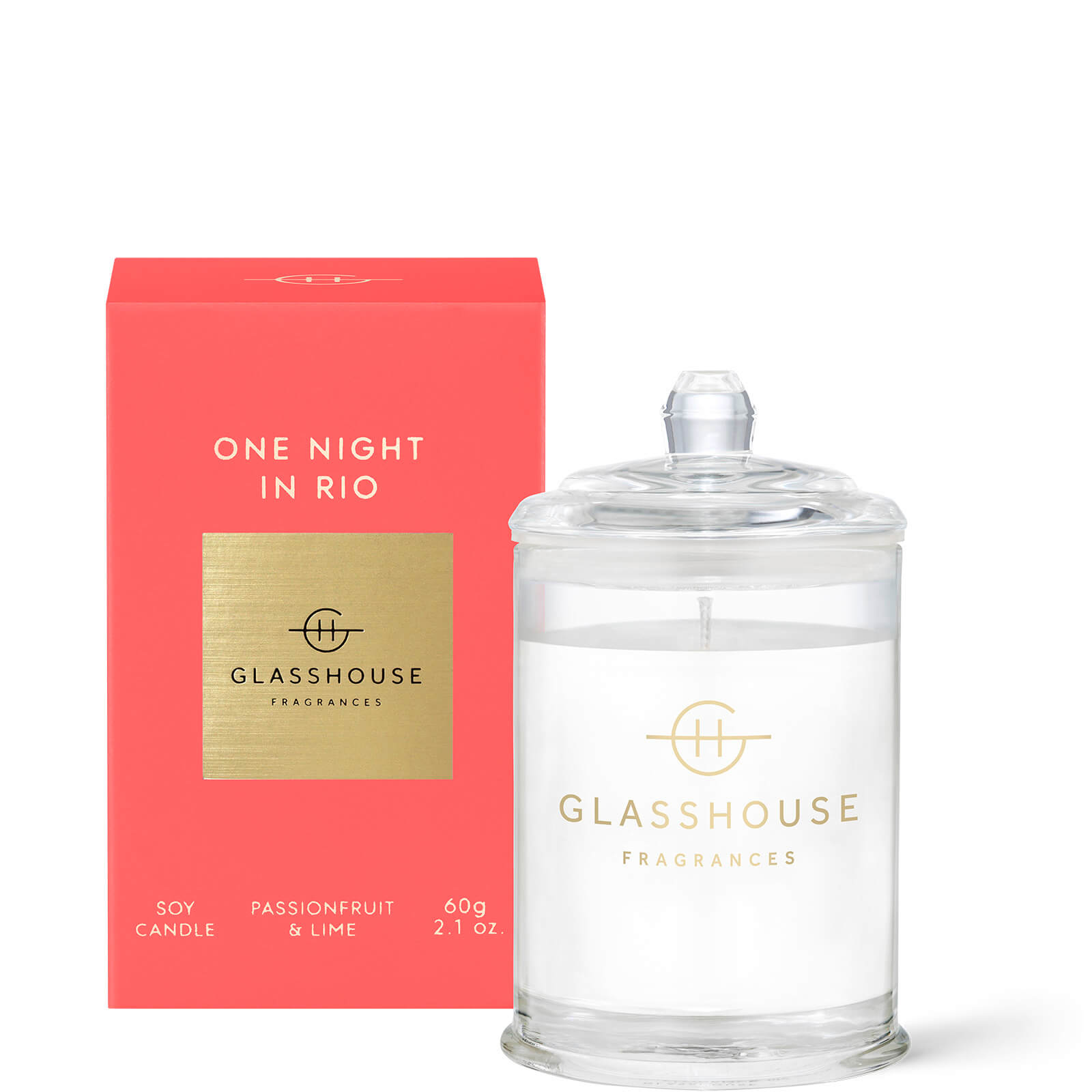 GLASSHOUSE FRAGRANCES ONE NIGHT IN RIO CANDLE 60G,FGC060RIODE