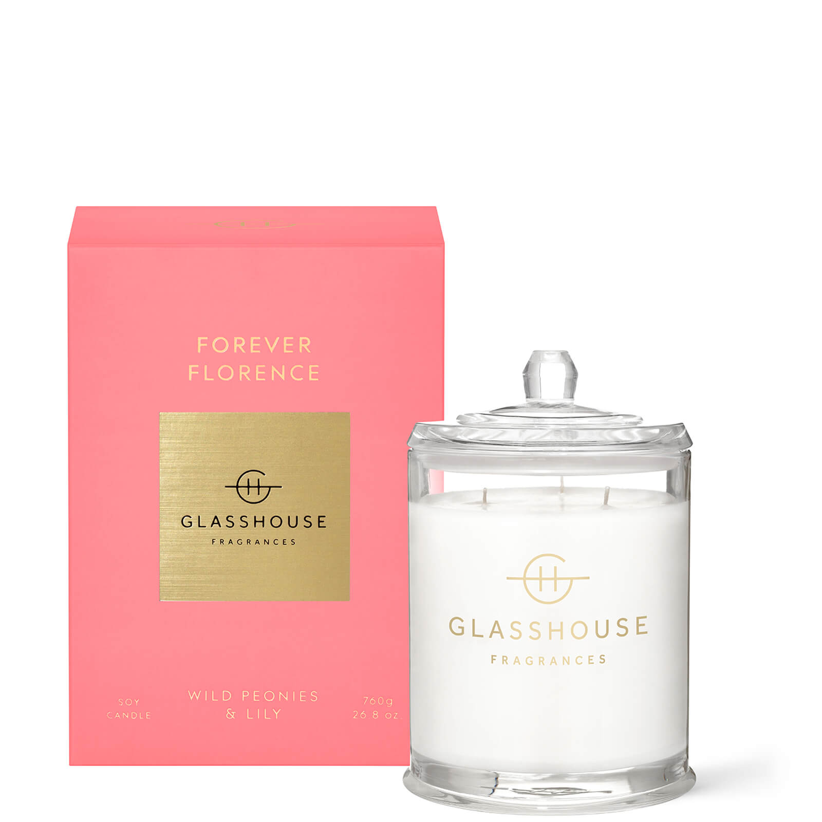 Glasshouse Fragrances Forever Florence Candle 760g In Pink