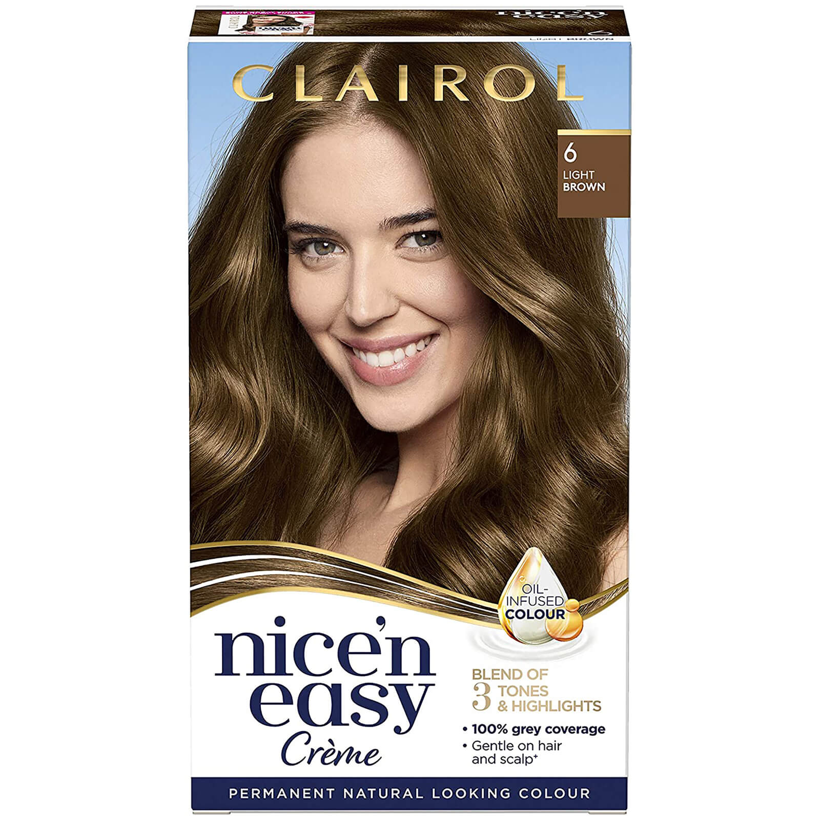Clairol Nice' n Easy Crème Natural Looking Oil Infused Permanent Hair Dye 177ml (Various Shades) - 6 Light Brown