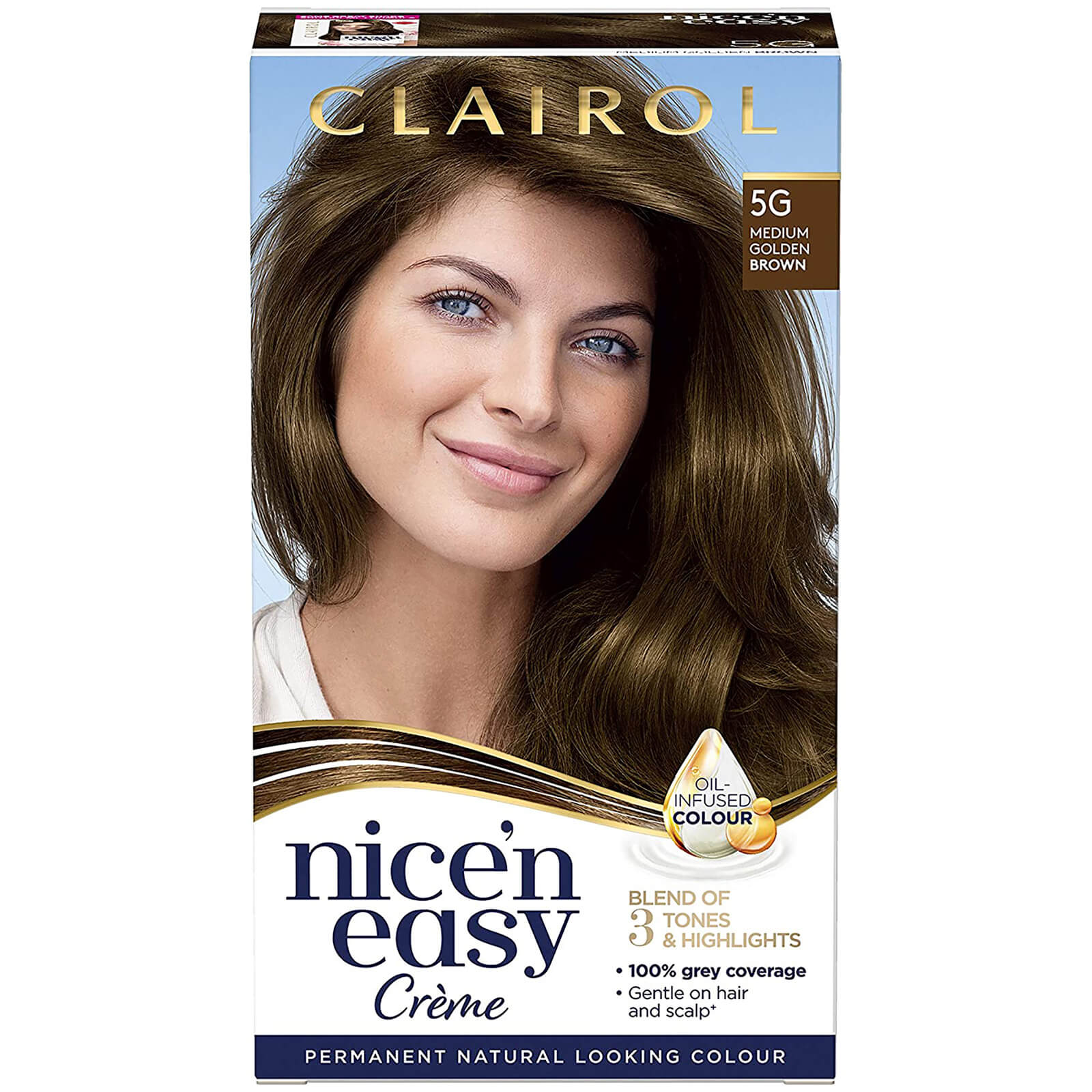 Clairol Nice' n Easy Crème Natural Looking Oil Infused Permanent Hair Dye 177ml (Various Shades) - 5G Medium Golden Brown