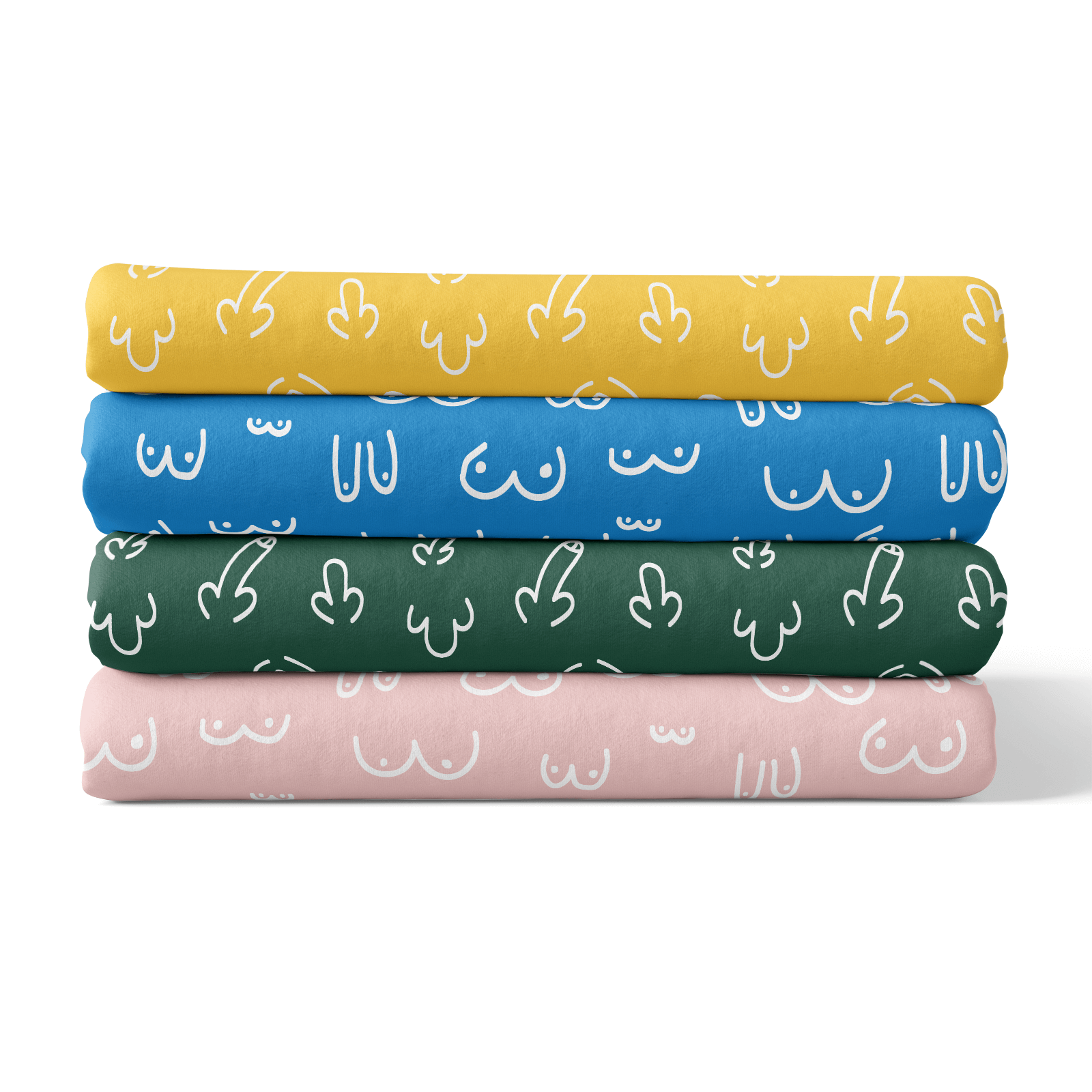 Colourful Willies and Boobs 4 Pack Fabric Squares Bundle