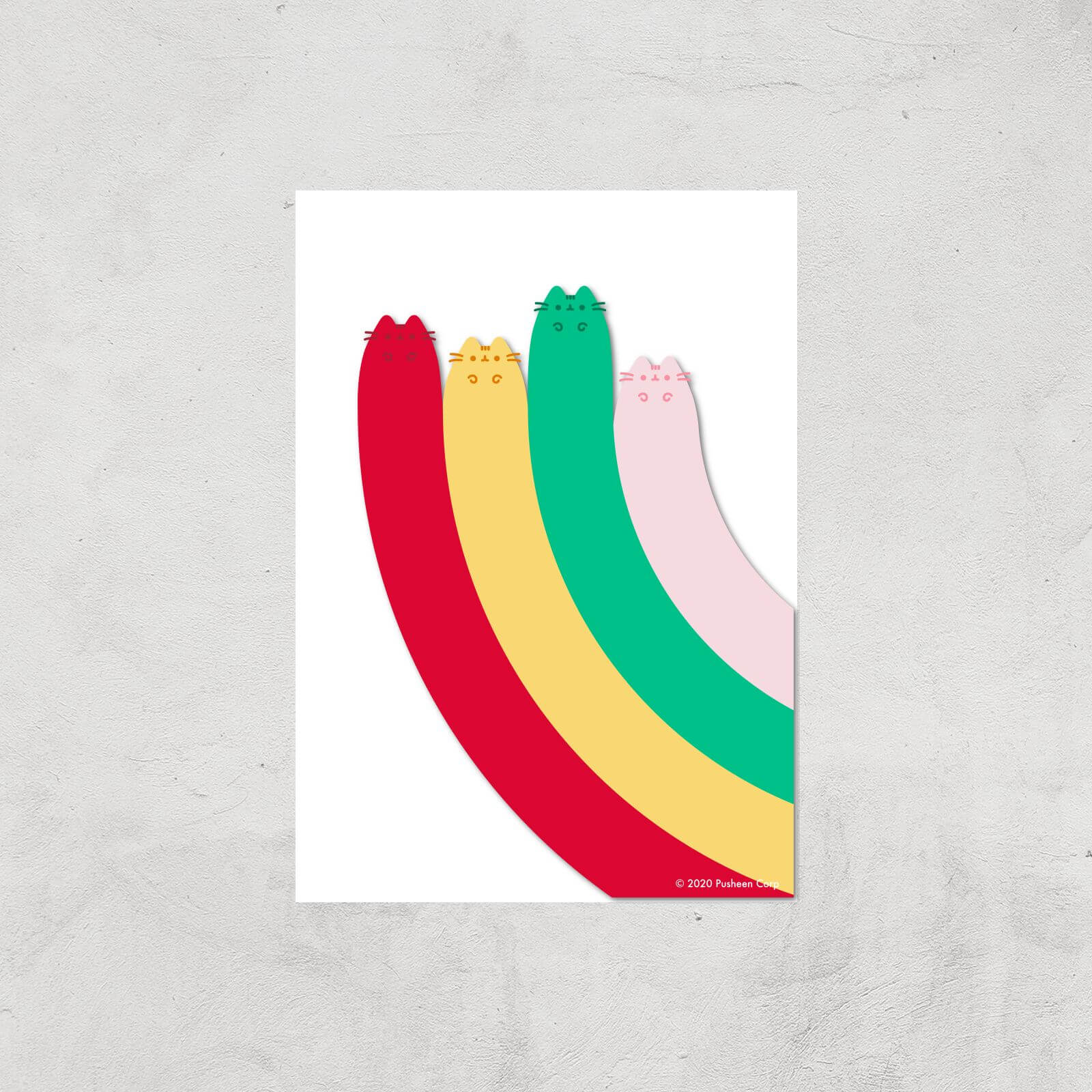 Pusheen Half Rainbow Giclee Art Print - A4 - Print Only