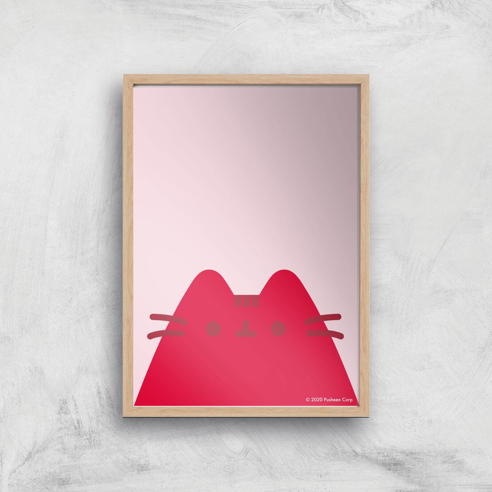 Pusheen Large Logo Giclee Art Print - A3 - Wooden Frame