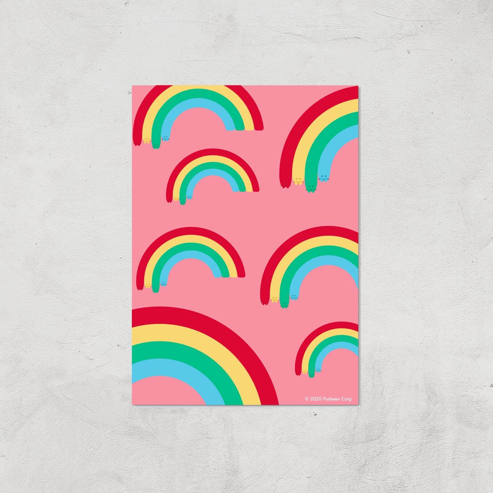 Pusheen Multi Rainbow Giclee Art Print - A4 - Print Only