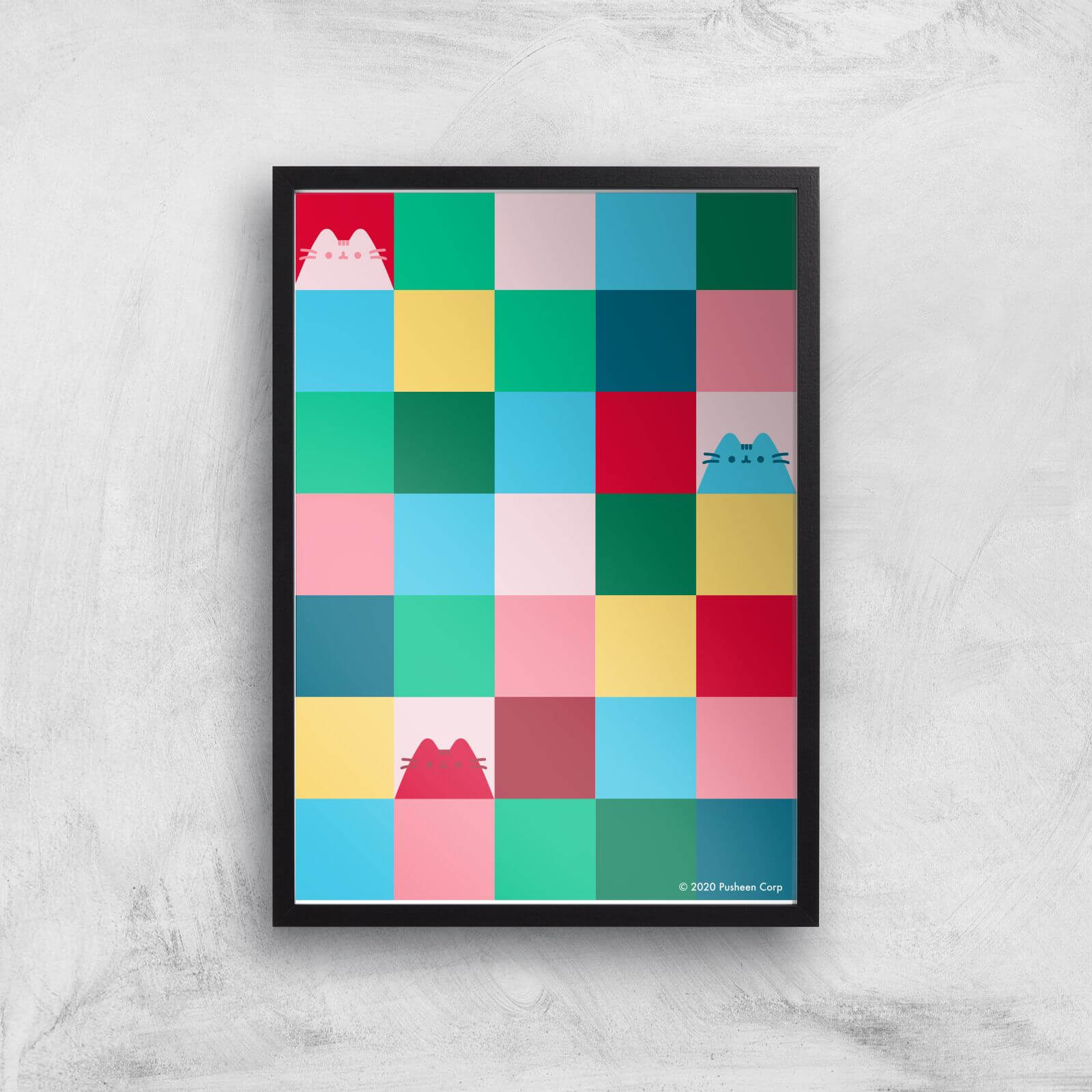 Pusheen Check Giclee Art Print - A3 - Black Frame