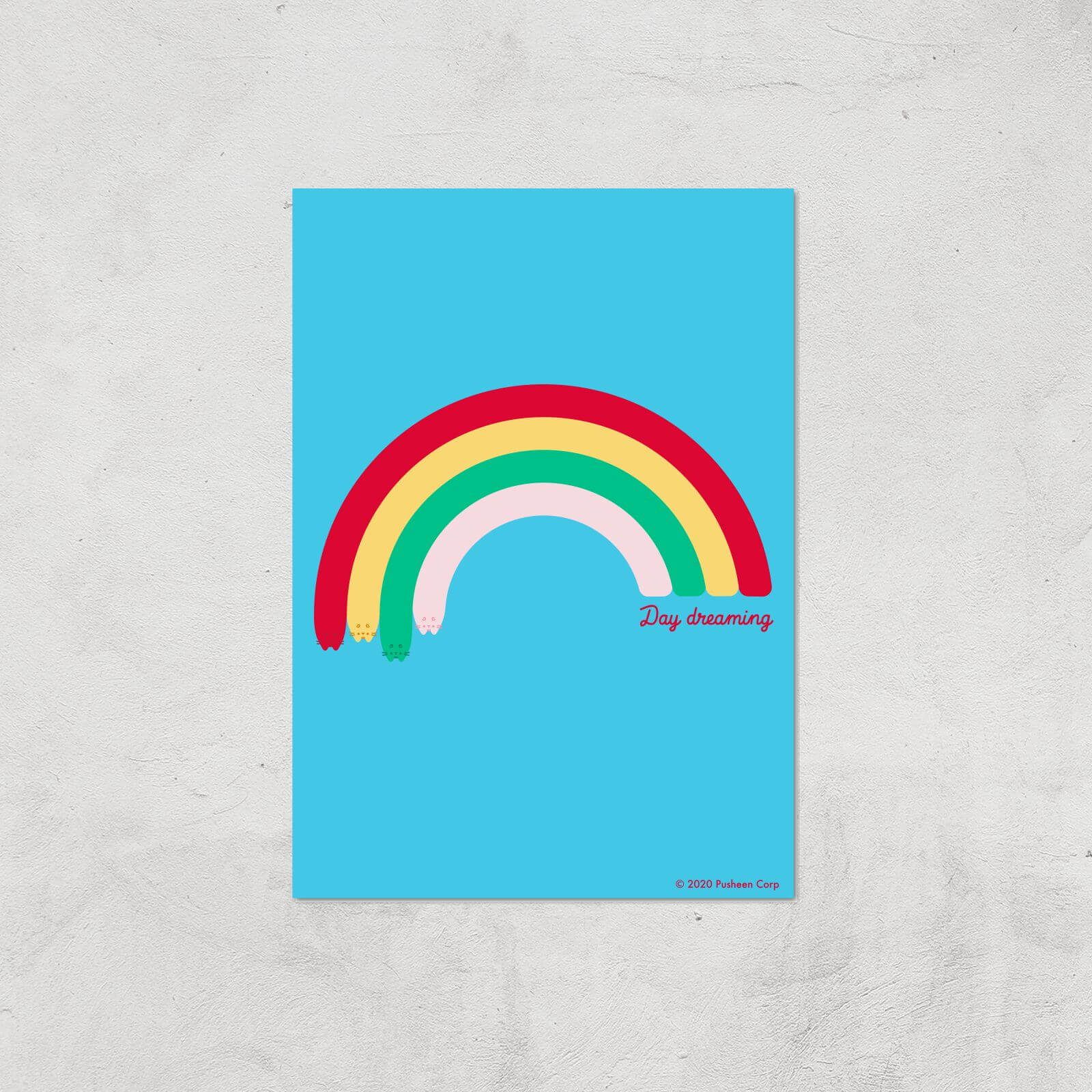 Pusheen Large Rainbow Giclee Art Print - A4 - Print Only