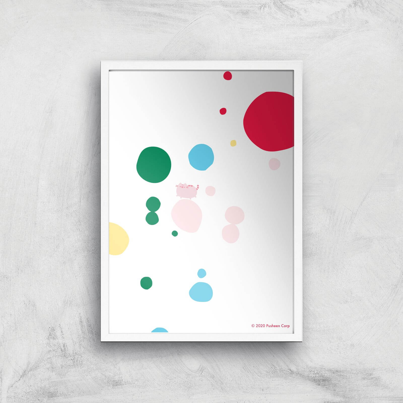 Pusheen Spotty Giclee Art Print - A2 - White Frame