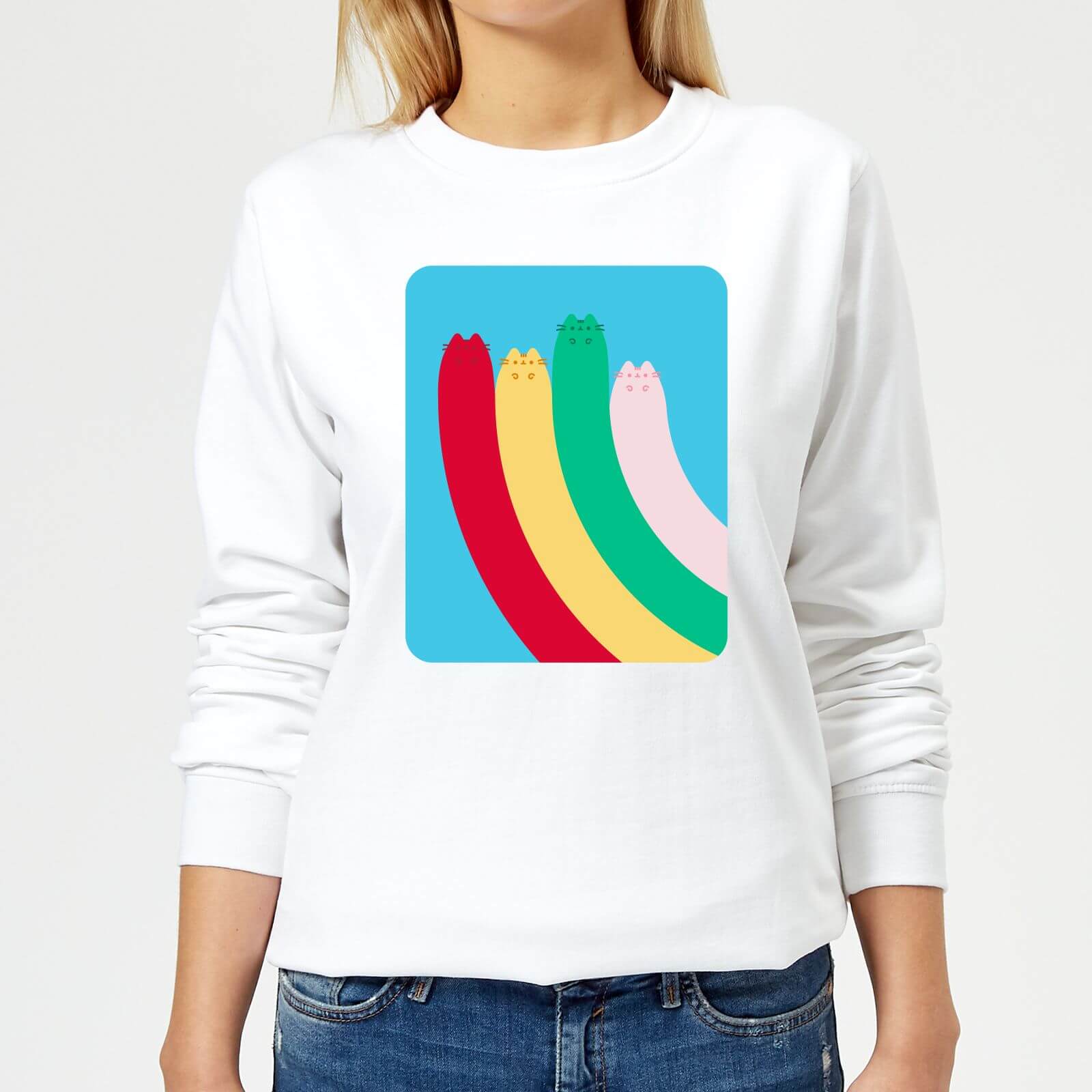 Pusheen Half Rainbow Women's Sweatshirt - White - XS - White