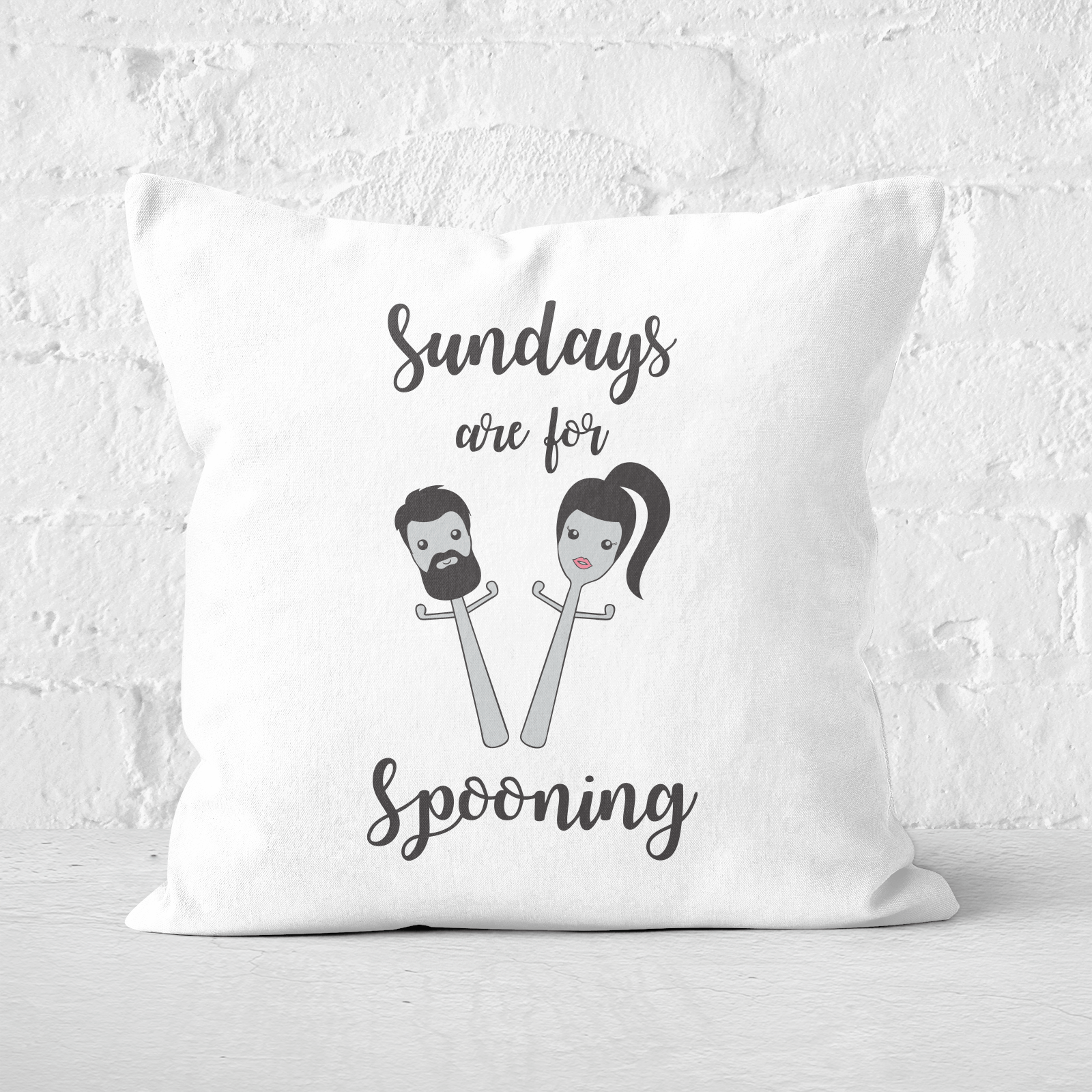 Sundays Are For Spooning Square Cushion - 40x40cm - Soft Touch