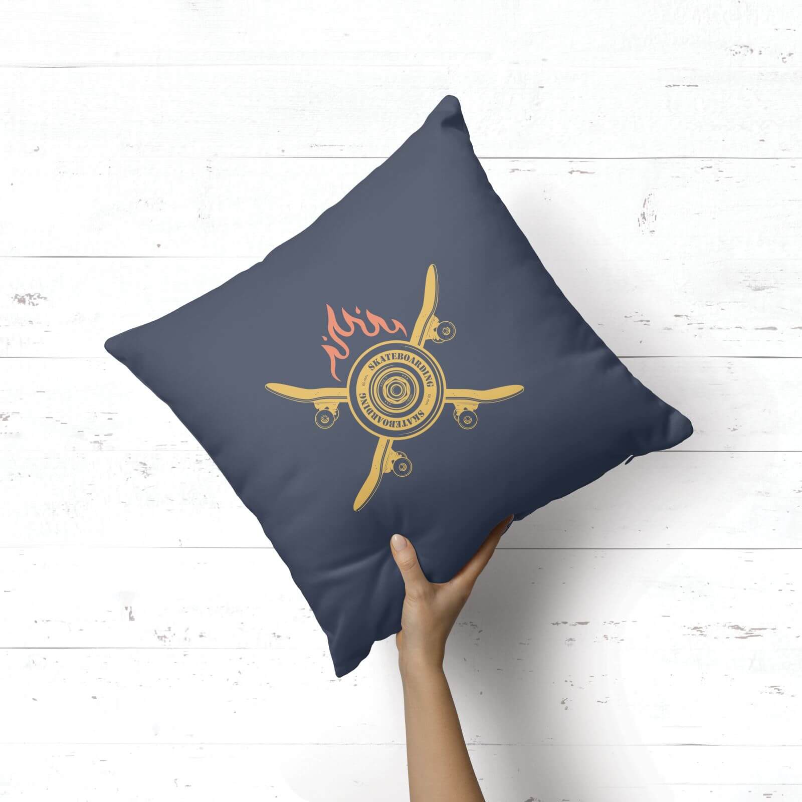 Skateboards On Fire Square Cushion - 40x40cm - Soft Touch