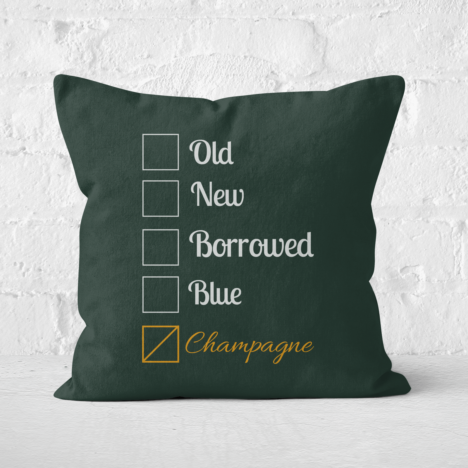 Champagne Tick Box Square Cushion - 60x60cm - Soft Touch