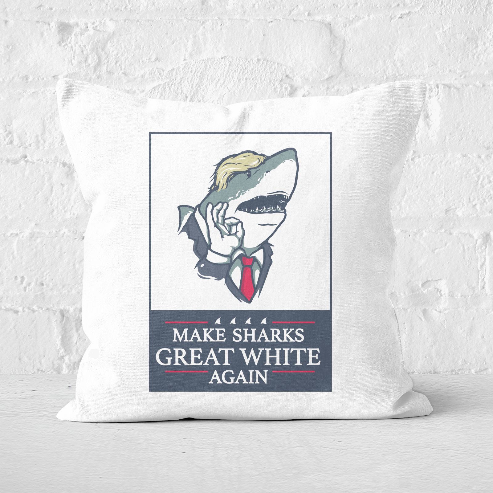 Make Sharks Great White Again Square Cushion - 60x60cm - Soft Touch