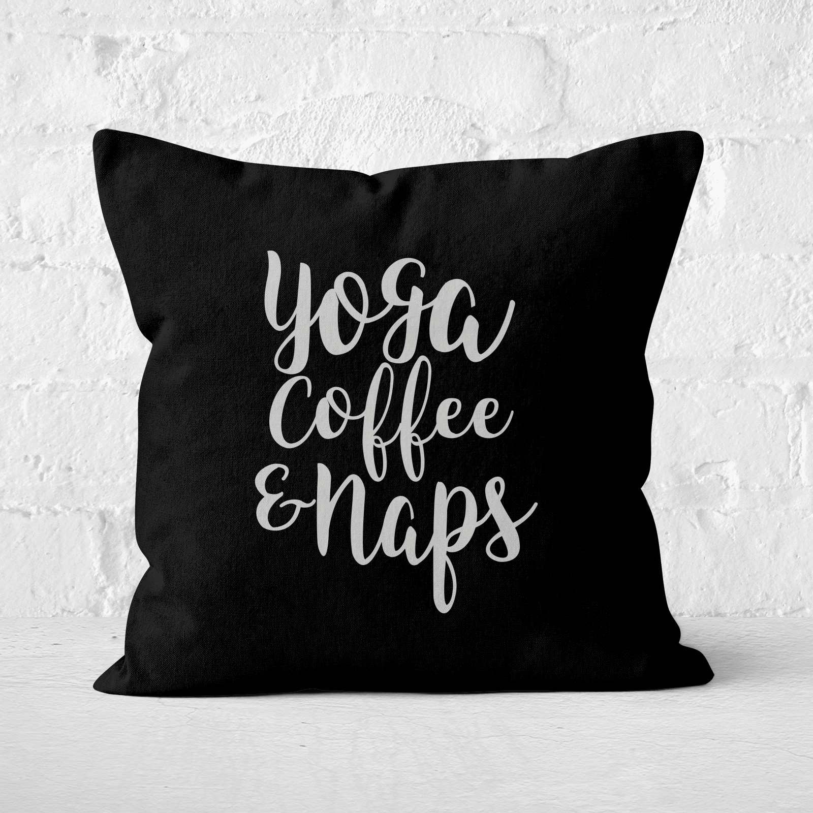 Yoga Coffee And Naps Square Cushion - 40x40cm - Soft Touch