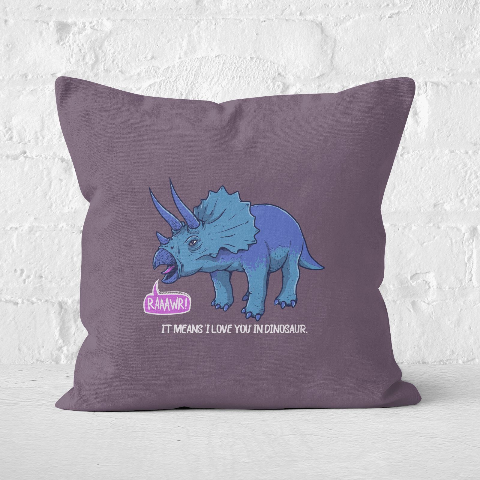 Rawr It Means I Love You In Dinosaur Square Cushion - 60x60cm - Soft Touch
