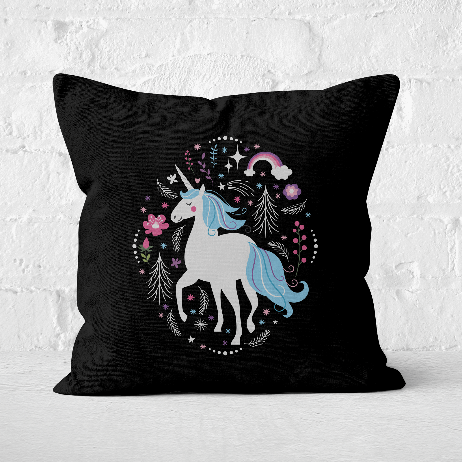 Blue Unicorn Square Cushion - 60x60cm - Soft Touch