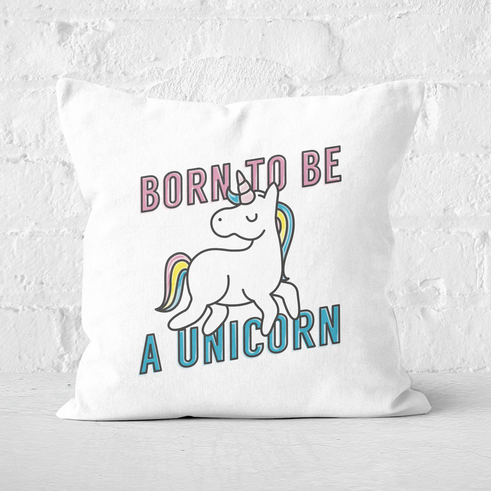 Born To Be A Unicorn Square Cushion - 50x50cm - Soft Touch