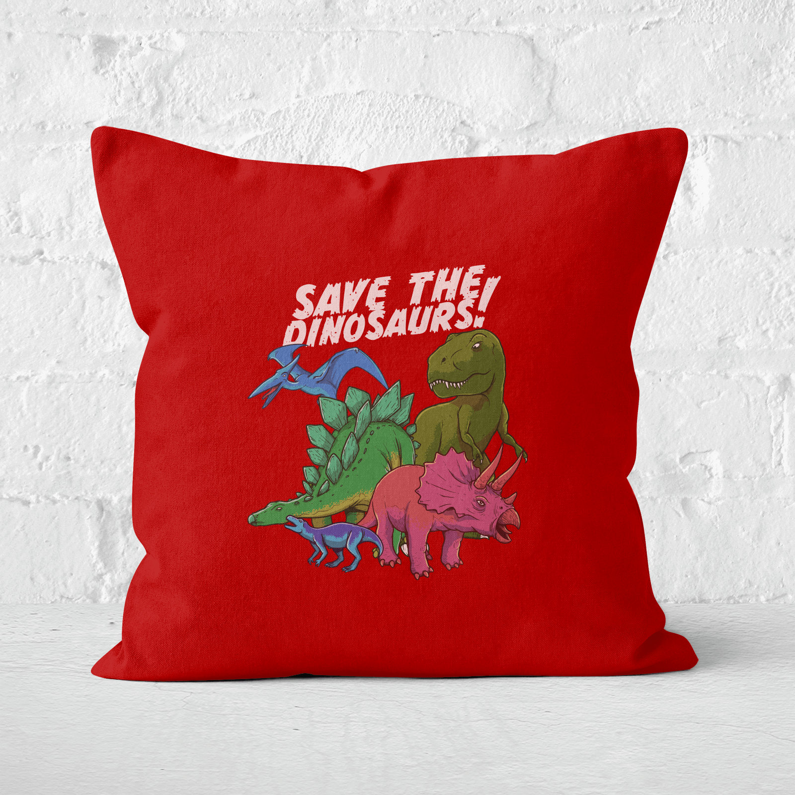 Save The Dinosaurs Square Cushion - 60x60cm - Soft Touch