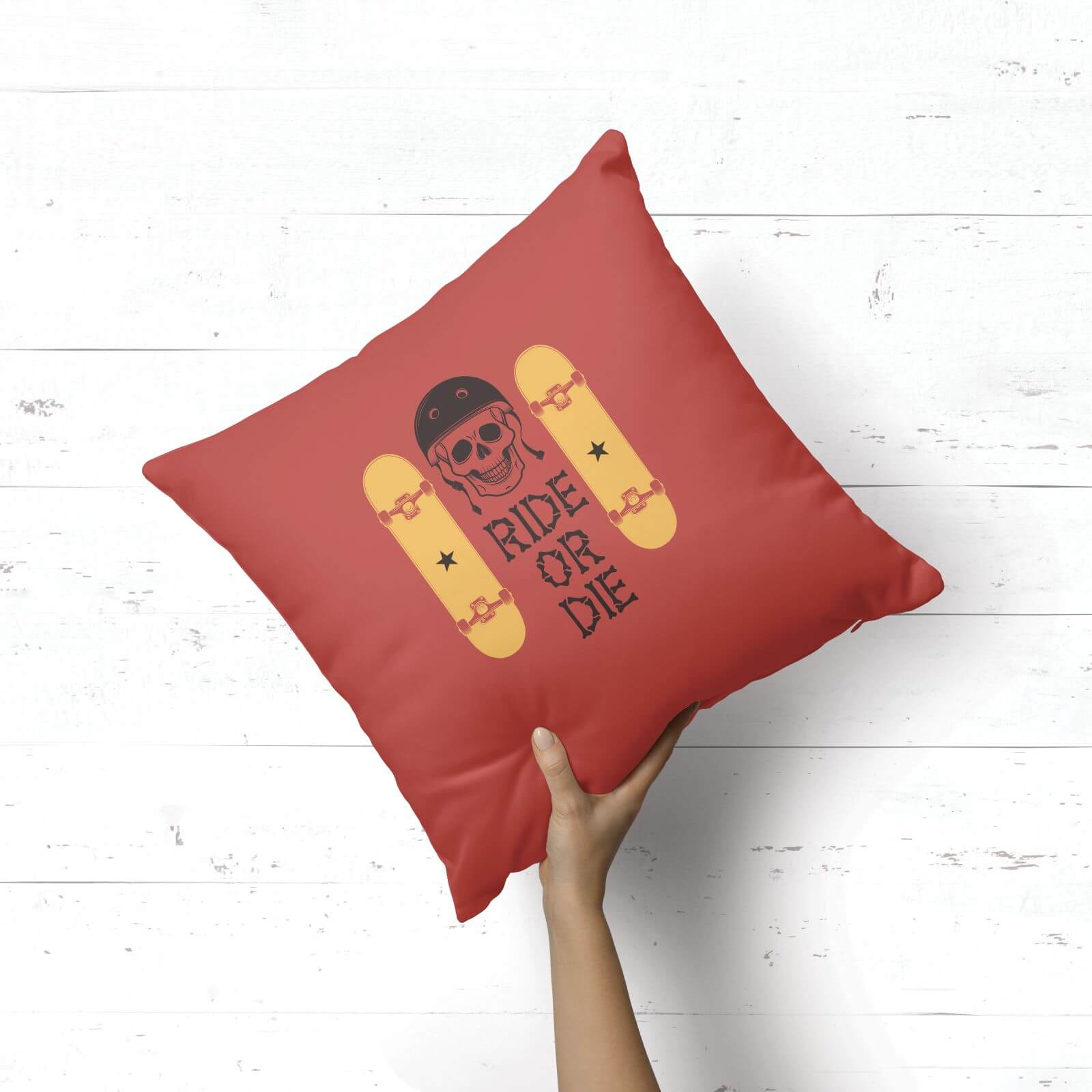 Ride Or Die Skateboard Square Cushion - 40x40cm - Soft Touch