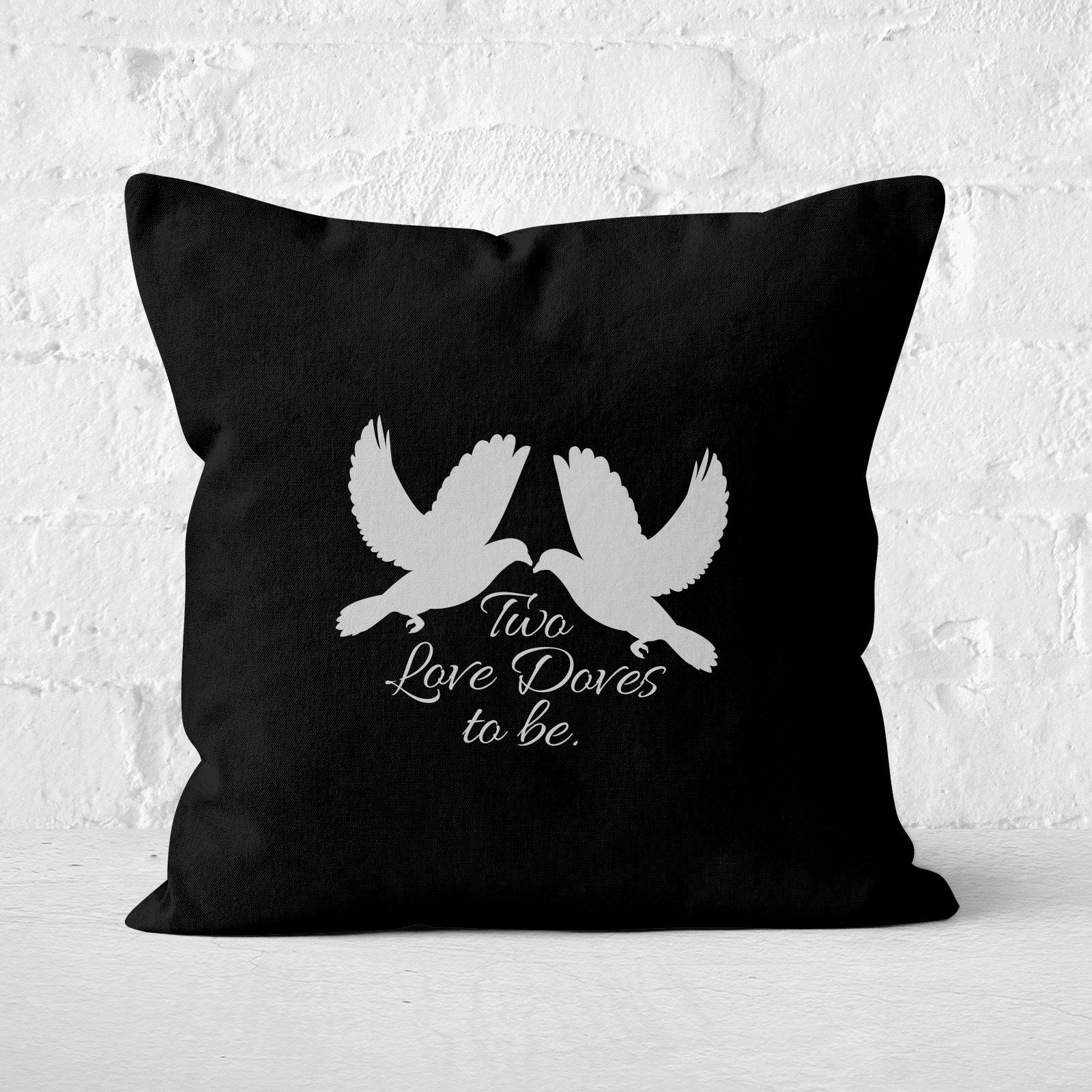 Two Love Doves Square Cushion - 60x60cm - Soft Touch